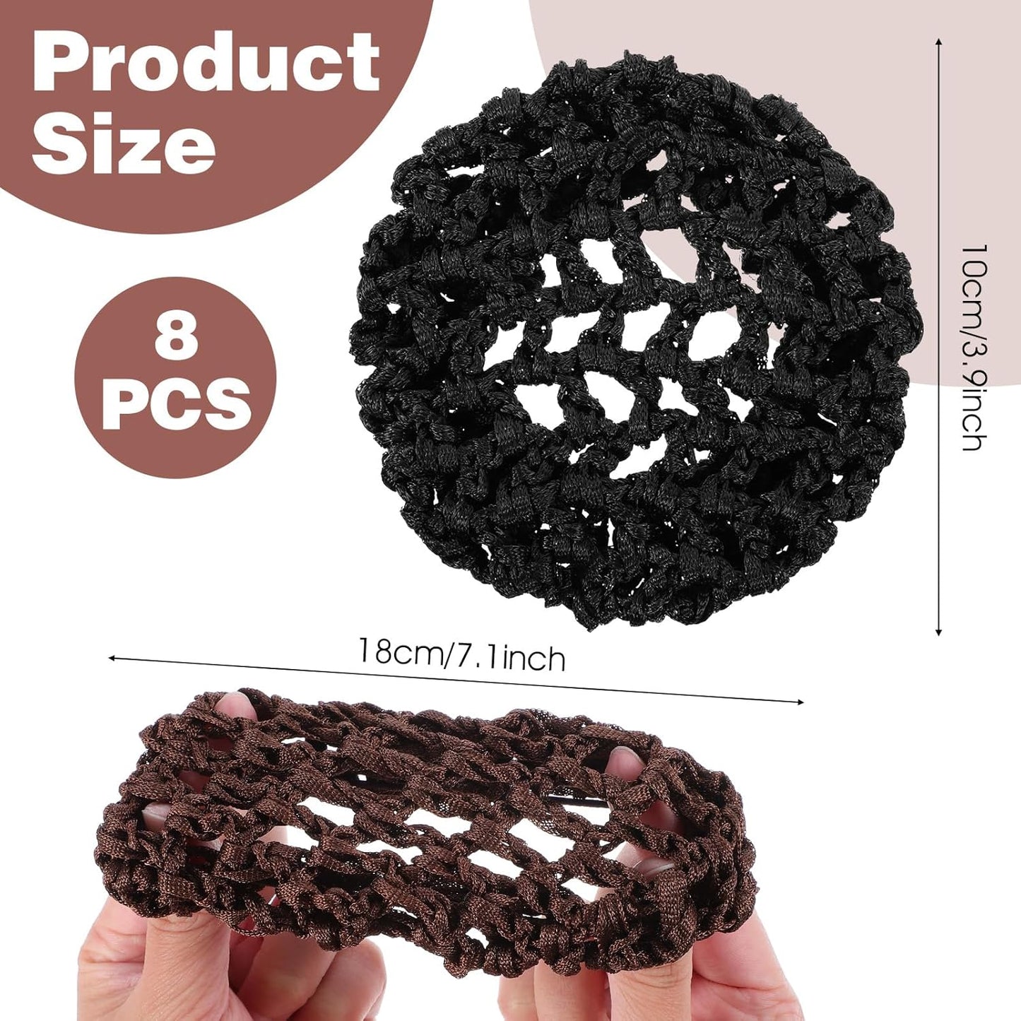8 Pcs Ballet Hair Net Bun Cover Elastic Women Hairs Nets Handmade Crochet Bun Cover Invisible Mesh Hairs Buns Holders for Women Dance Ballet Skating Accessories(Black Blue Coffee)