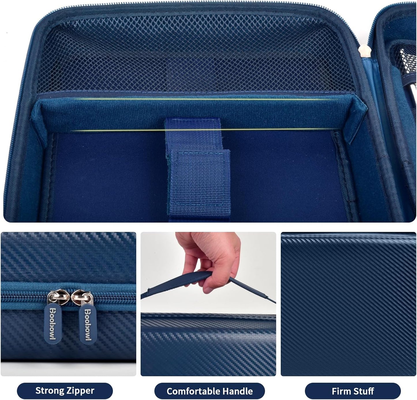 Boobowl Hard Travel Case for Hair Clippers, Hair Cutting Barber Supplies Organizer Bag, Trimmer Storage Holder for Ufree/for Wahl/for Andis Men Razor Guard Grooming Kits -Blue