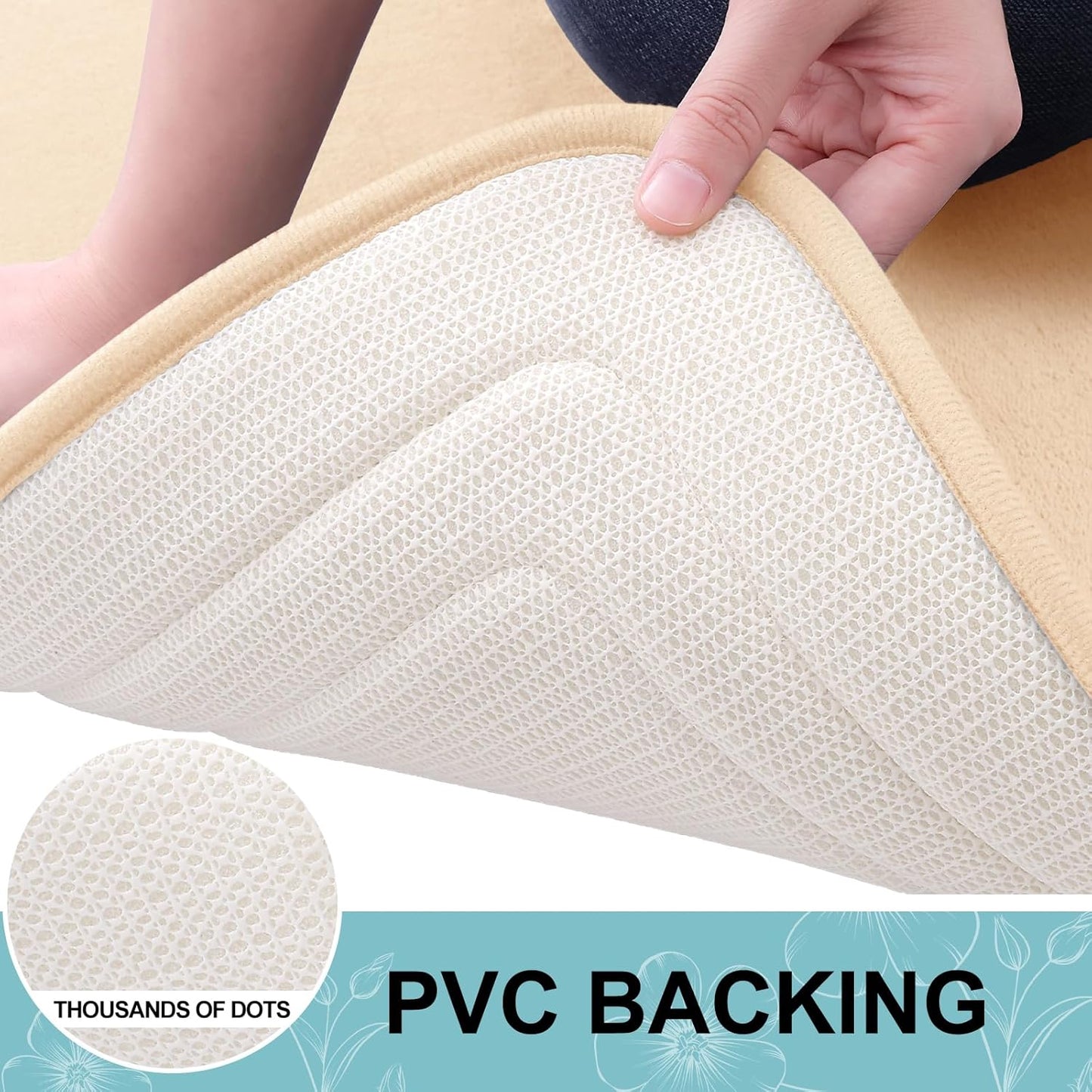 Grandaily Memory Foam Bath Mat Rug 24x16, Ultra Soft, Non-Slip and Absorbent Bathroom Rugs, Machine Wash Dry, Comfortable Bath Carpet for Bathroom Floor, Tub and Shower, Beige