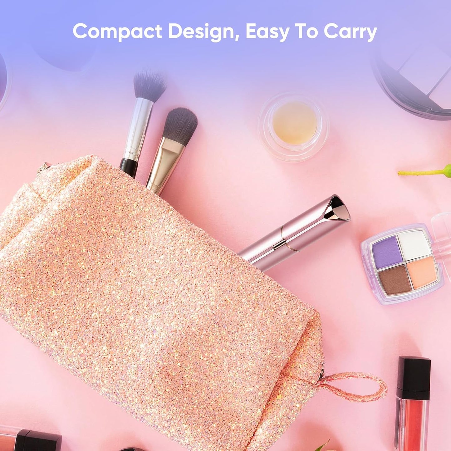 Facial Hair Remover for Women- as Seen on TV Painless Face Shaver -Mini Hair Remover, Electric Razor Shaver Portable Bikini Epilator for Lips, Chin, Armpit, Peach Fuzz,Neck, Cheek(Rose Gold)