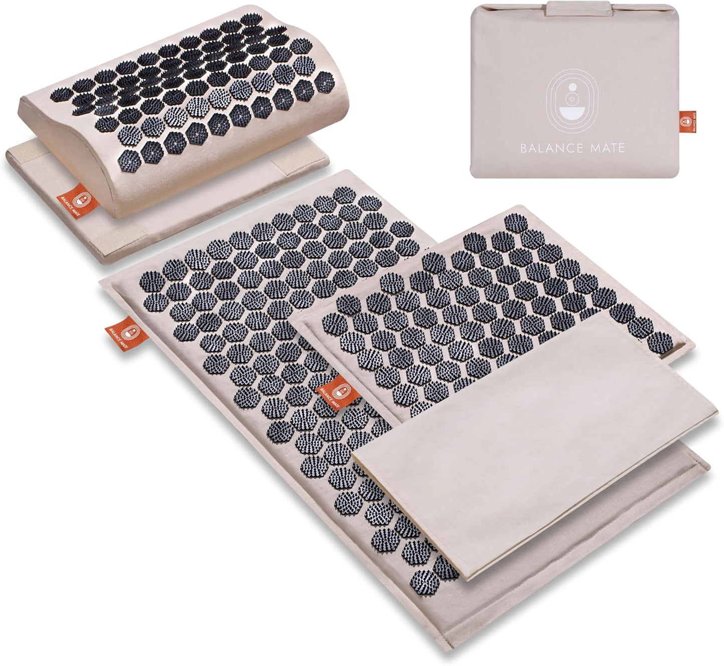 Acupressure Mat & Pillow – Pain Relief and Relaxation Kit for Back, Neck, and Sleep, Suitable for Yoga, Meditation, or Daily Use (Soft Cream)