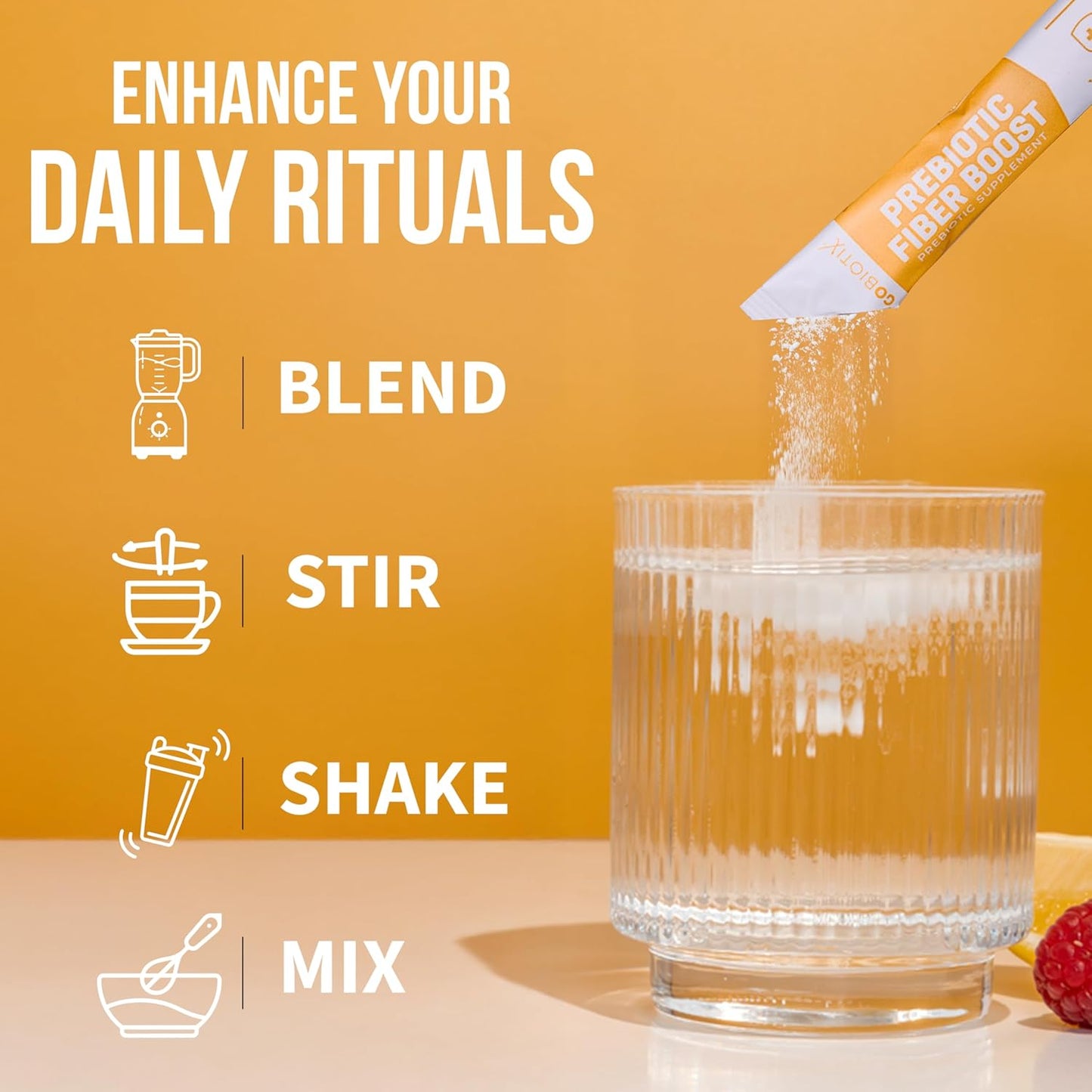 GoBiotix Fiber Supplement Powder with Prebiotics for Digestive Health and GLP-1 Support, Soluble Fiber for Gut Health & Debloat, Keto, Vegan, Gluten & Sugar Free, 20 Servings (Travel)