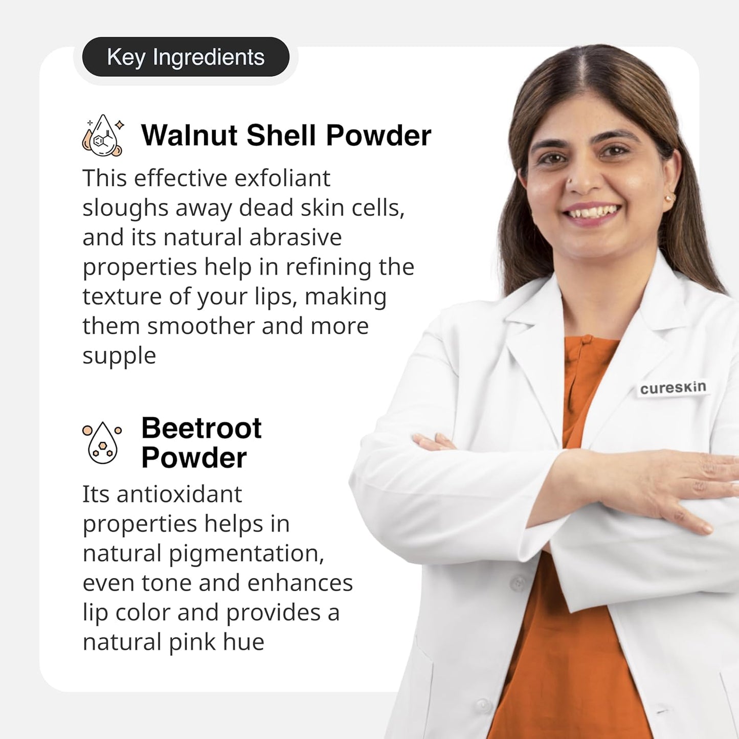 Lightening Lip Scrub for Men and Women | Exfoliate & Brighten with Walnut Shell Powder, Beetroot & Squalane | Lip Scrub for Dark Lips to Lighten Pink, 0.25 Ounce (Pack of 1)