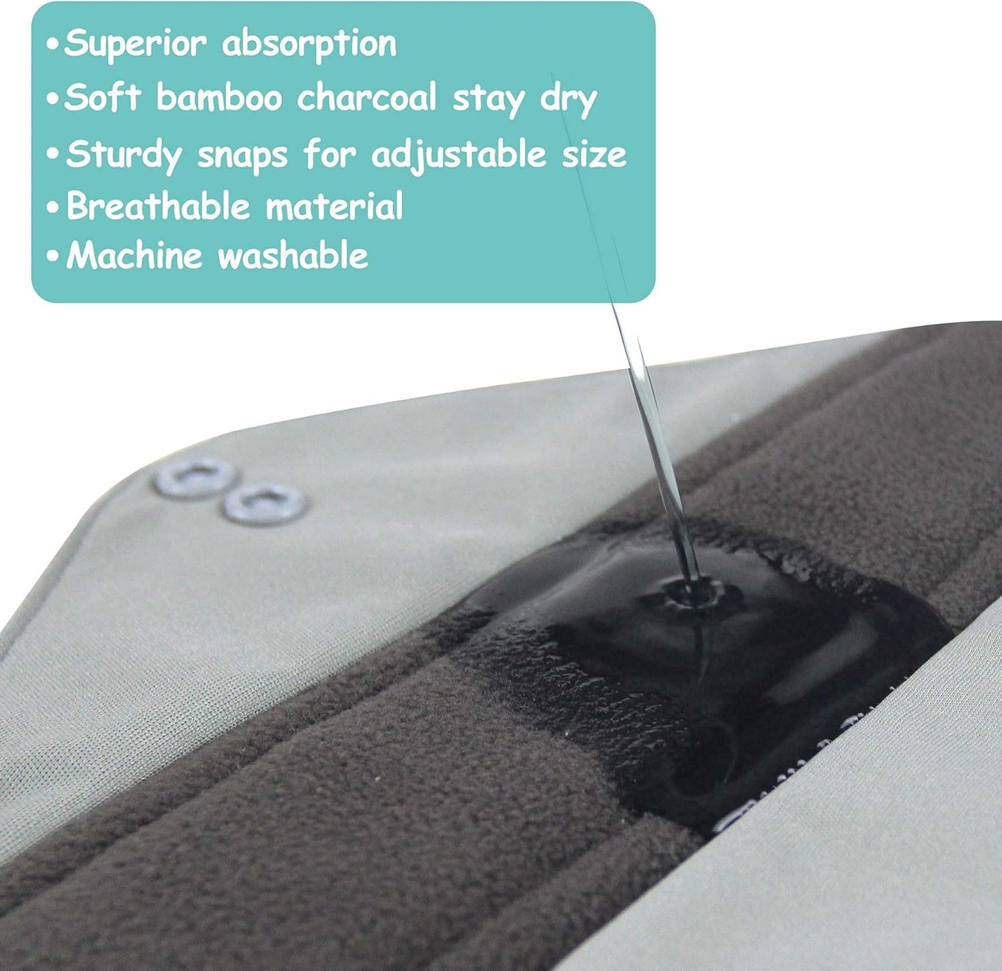 Leekalos Reusable Bamboo Cloth Pads - Light Incontinence Pads - Pack of 6, 1 Cloth Mini Wet Bag