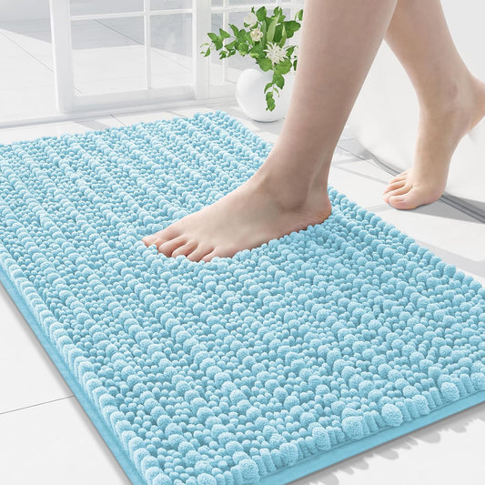 Arotive Luxury Chenille Bathroom Rug Mat, Extra Soft Thick Absorbent Shaggy Bath Rugs, Non-Slip Machine Wash Dry, Plush Bath Mats for Bathroom, Shower and Tub, 36x24, Blue