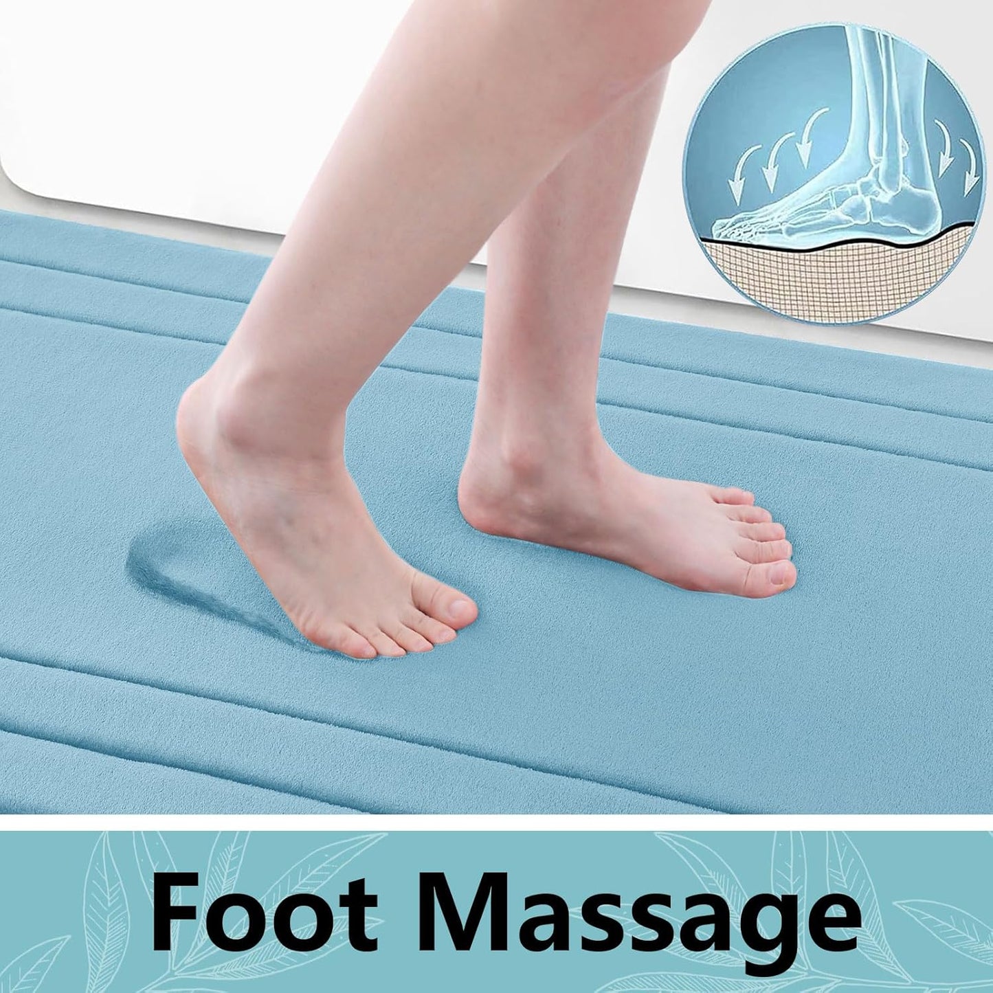 Arotive Memory Foam Bathroom Rug Mat 47x17, Ultra Soft and Absorbent Bath Mat, Machine Wash Dry, Comfortable Bath Rug Carpet for Bathroom Floor, Tub and Shower, Blue