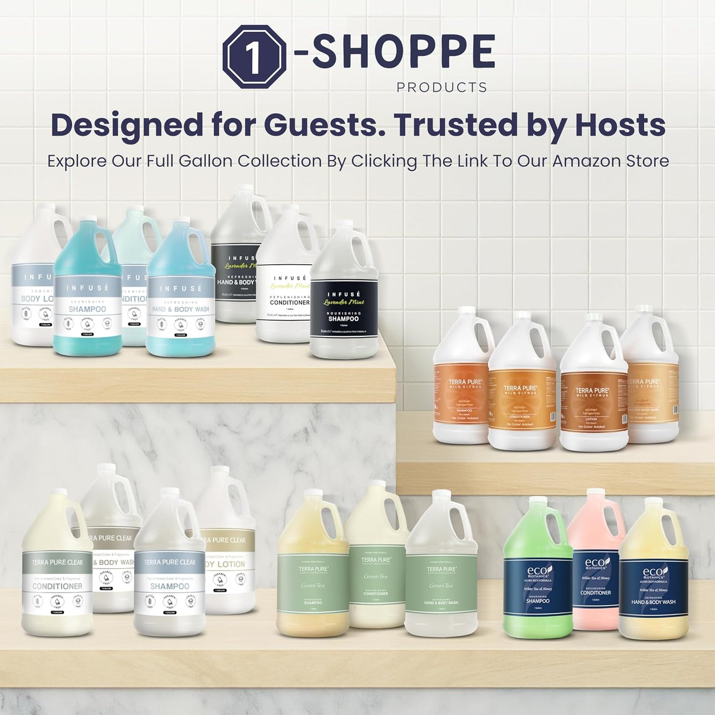 1-Shoppe All-in-Kit Hand/Body Wash | Infuse Lavender Mint Hotel | 1 Gallon | For Hospitality & Vacation Rentals to Refill Dispensers | (Single Gallon)