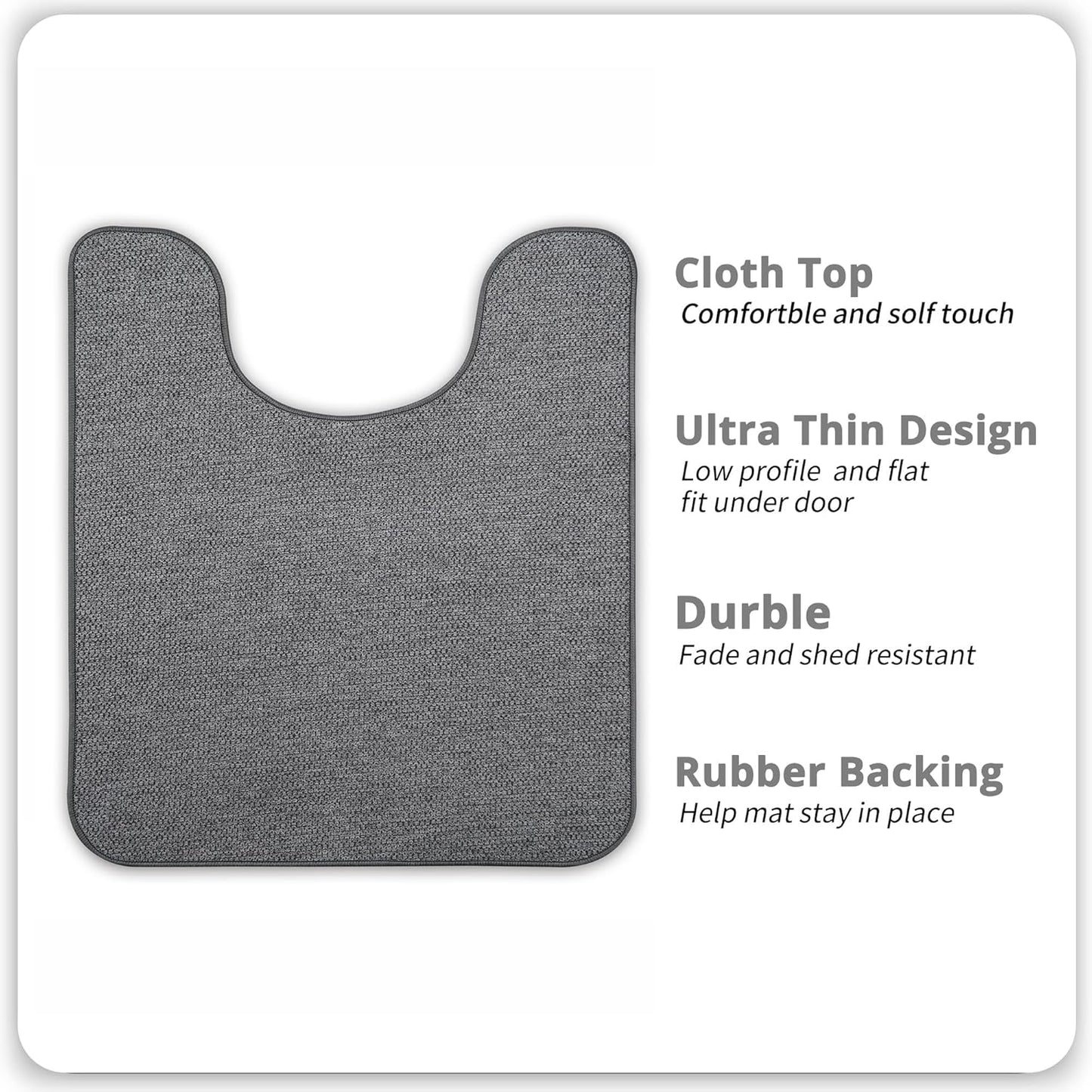Toilet Rugs U Shaped Bathroom Rug,Machine Washable Non Slip Quick Dry Super Absorbent Ultra Thin Toilet Mats for Bathroom Toilet.Dark Grey,1'8"x2'(20x24inch)