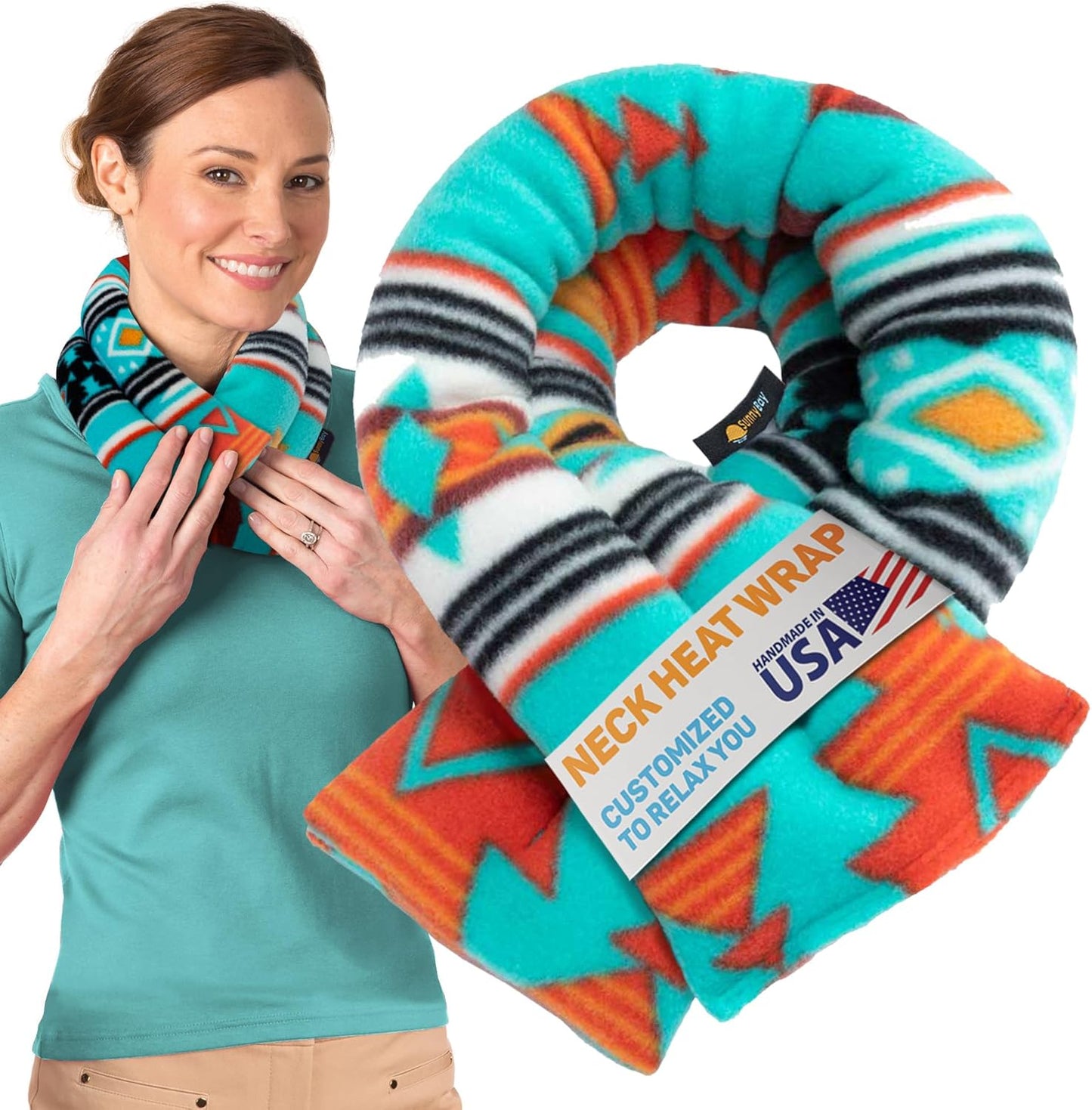 SunnyBay Microwave Heating Pad, Microwavable Moist Heated Neck and Shoulder Wrap, Versatile Weighted Beanbag Cold Pack or Warm Compress for Pain Relief, 26x4 Inches, Canyon