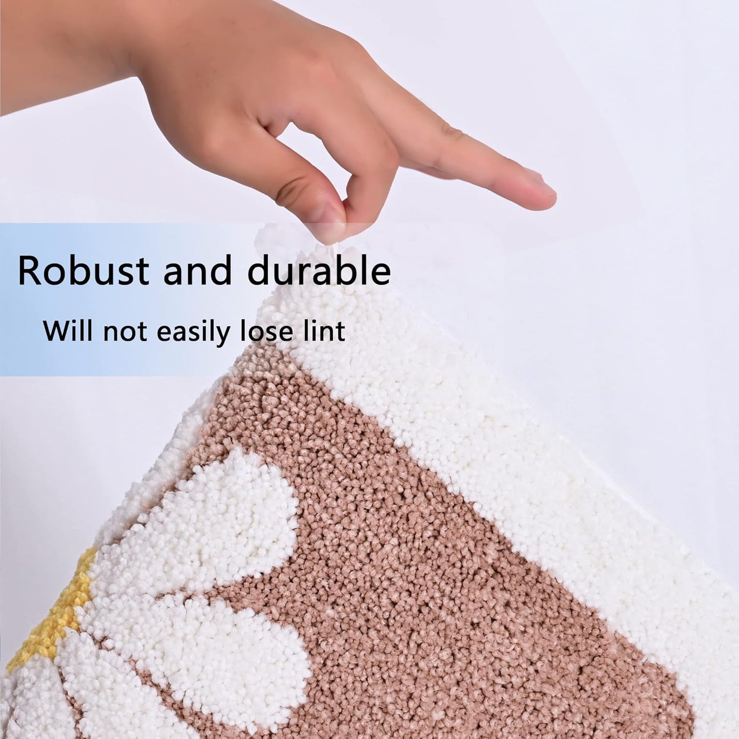 Bathroom Rugs Mat, White Flower Bath Rugs Fluffy Soft Superfine Fiber Rugs Non Slip Bath Mat Machine Wash Plush Mats,Bathroom Rug for Bathroom Shower Room (16"×24", Brown)