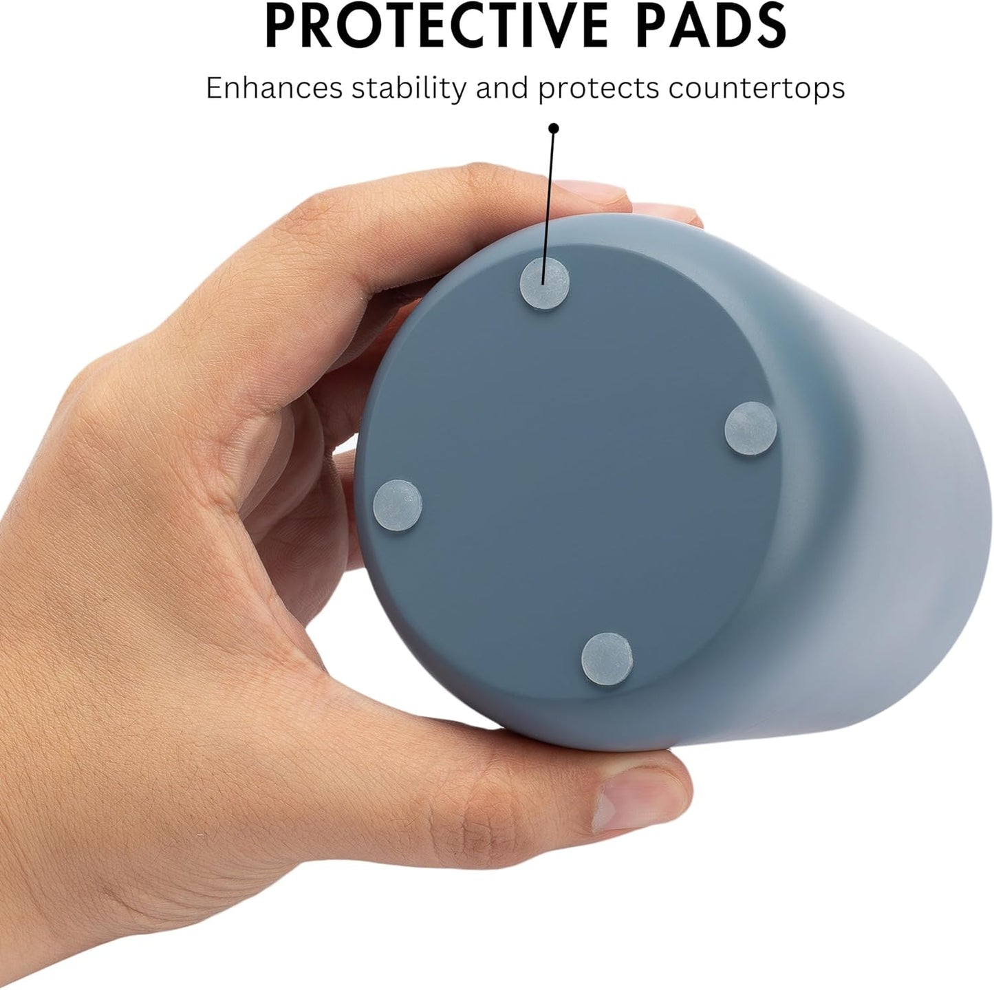 Matte Blue Toothbrush and Toothpaste Holder and Cup for Bathroom Vanity and Countertop, Round Organizer for Electric Toothbrushes, Floss, Razors, Cotton, and Mouthwash