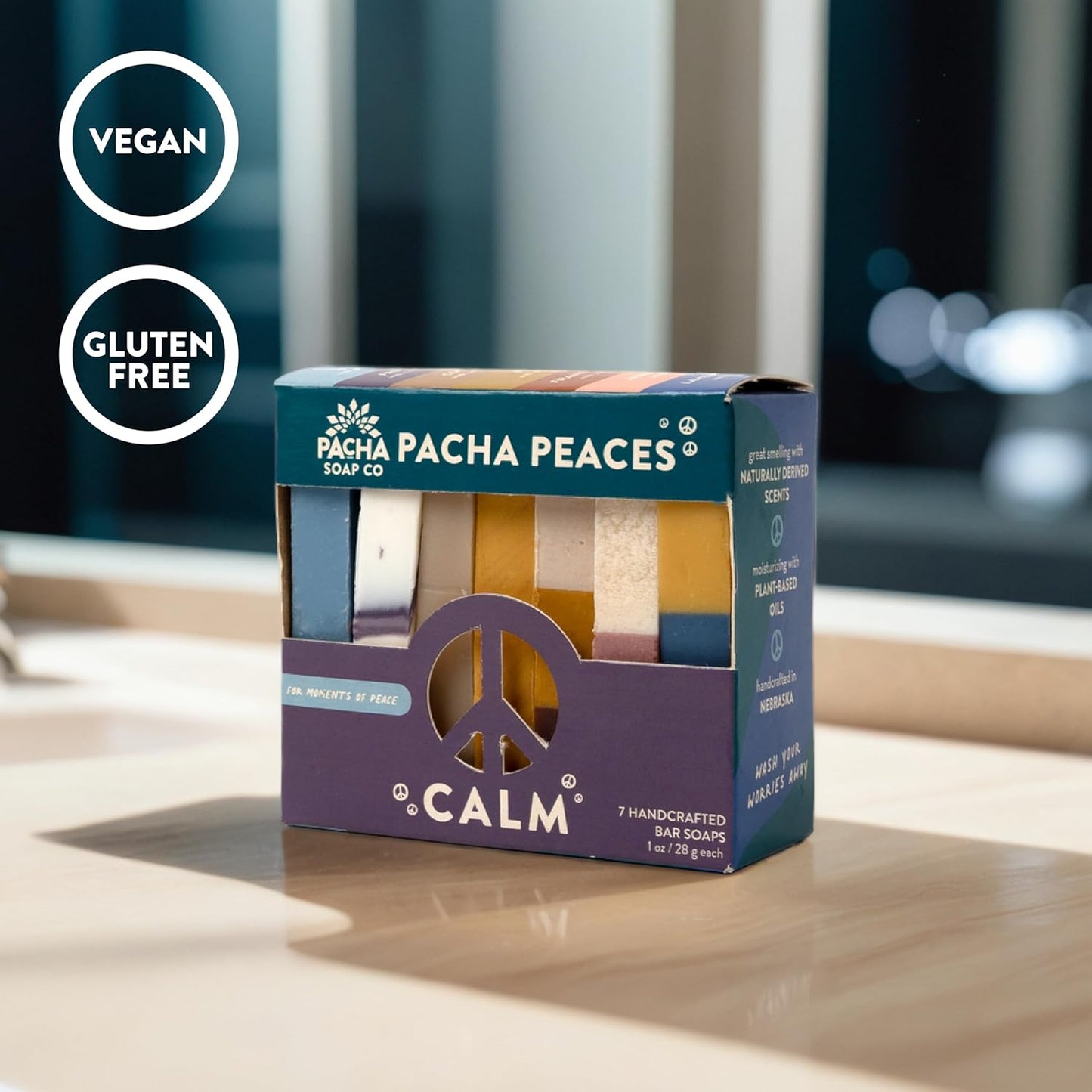 Pacha Soap Co. Bar Soap, Pacha Peaces, Uplift & Calm Bundle, 2-Pack (4 oz ea) - Premium, Handcrafted, Hydrating, Natural Face Wash, Hand Cleanser, Body Wash, Soothing Essential Oils