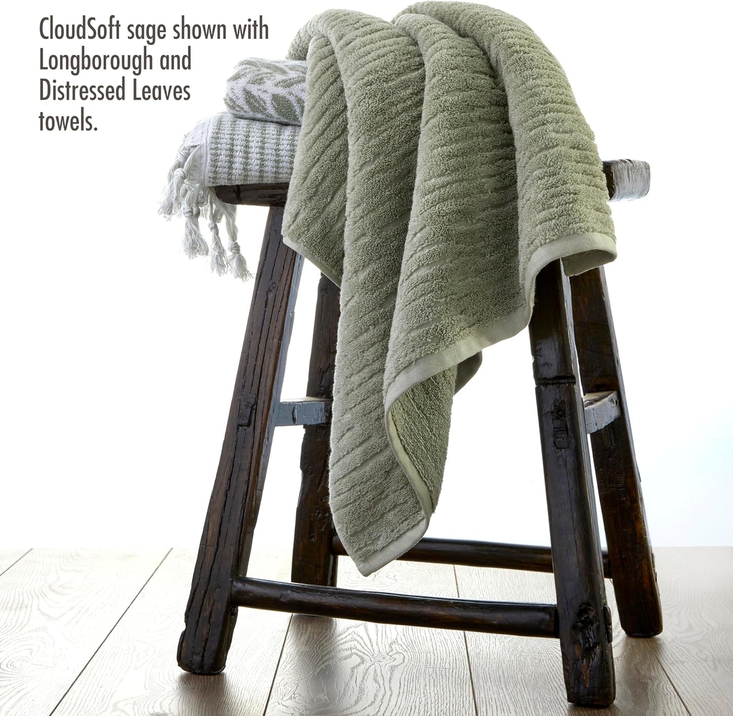 SKL Home CloudSoft Cotton Luxury 6-Piece Towel Set, Sage