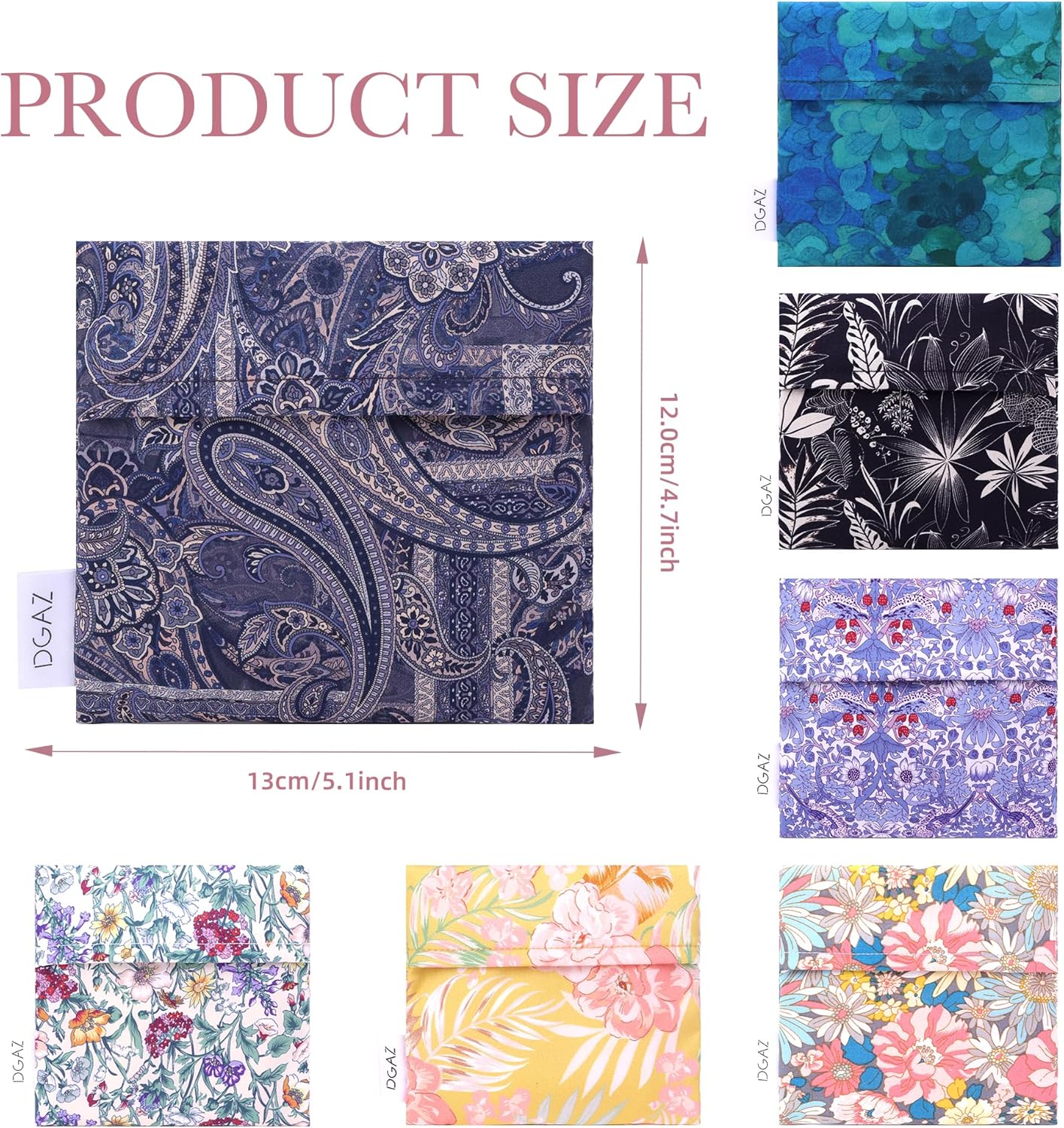 DGAZ Sanitary Napkin Storage Bag, Period Bag for Teen Aged Girls, Portable Period Bag for Panty Liners/Menstrual Cup/Small Tampons，Mini Makeup Bag for Purse(Blue Paisley)