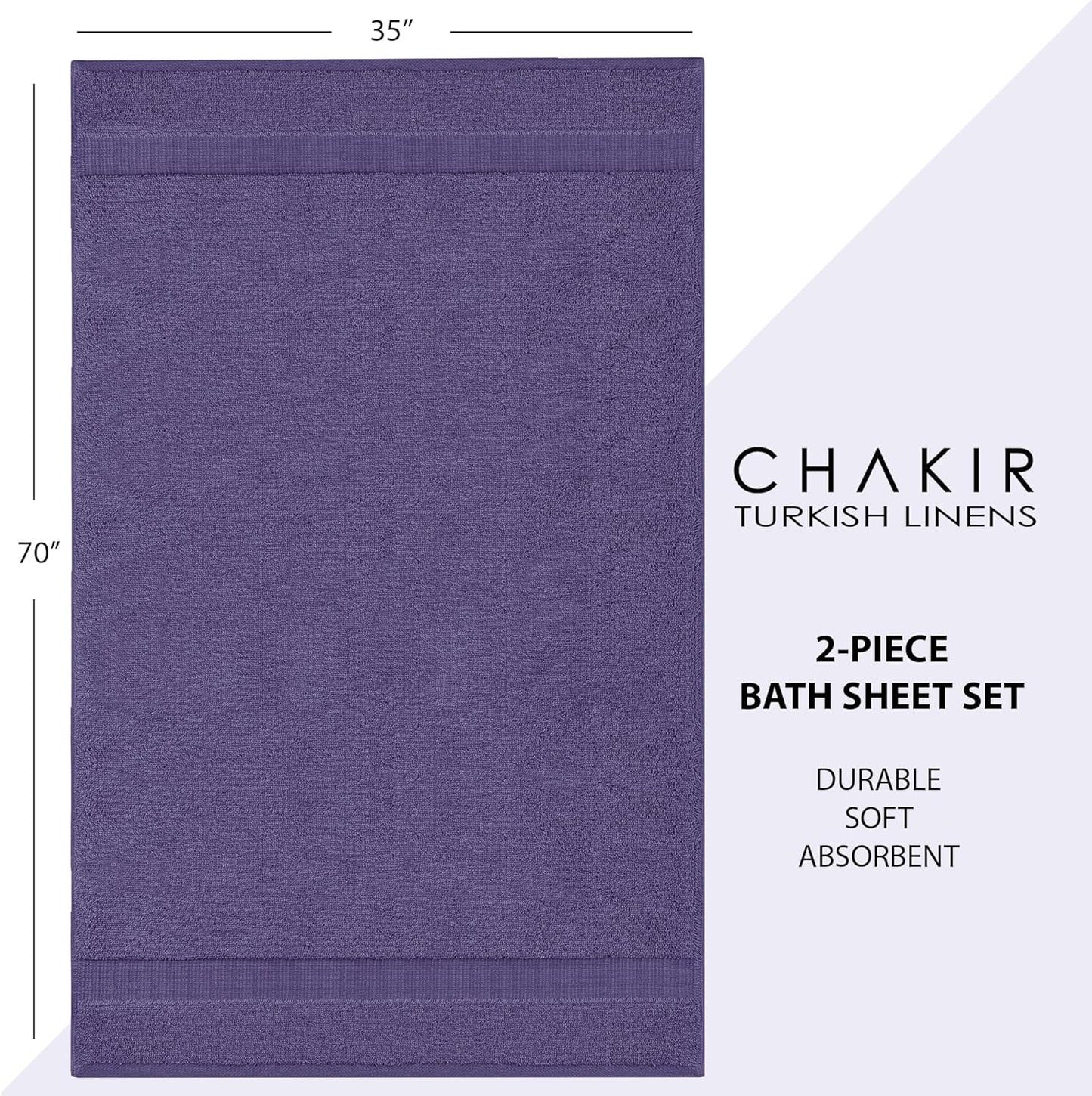 Chakir Turkish Linens, 100% Cotton Premium Quality Turkish Bath Sheets (35''x70'' Large Bath Sheet Towels - Plum)