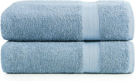 LANE LINEN 100% Cotton 2 Pack Bath Sheets (35"x66") - Ring Spun Cotton Extra Large Bathroom Towels - Quick Dry, Soft & Absorbent Oversized Bath Towels - Machine Wash in Cold Water - Cerulean Blue