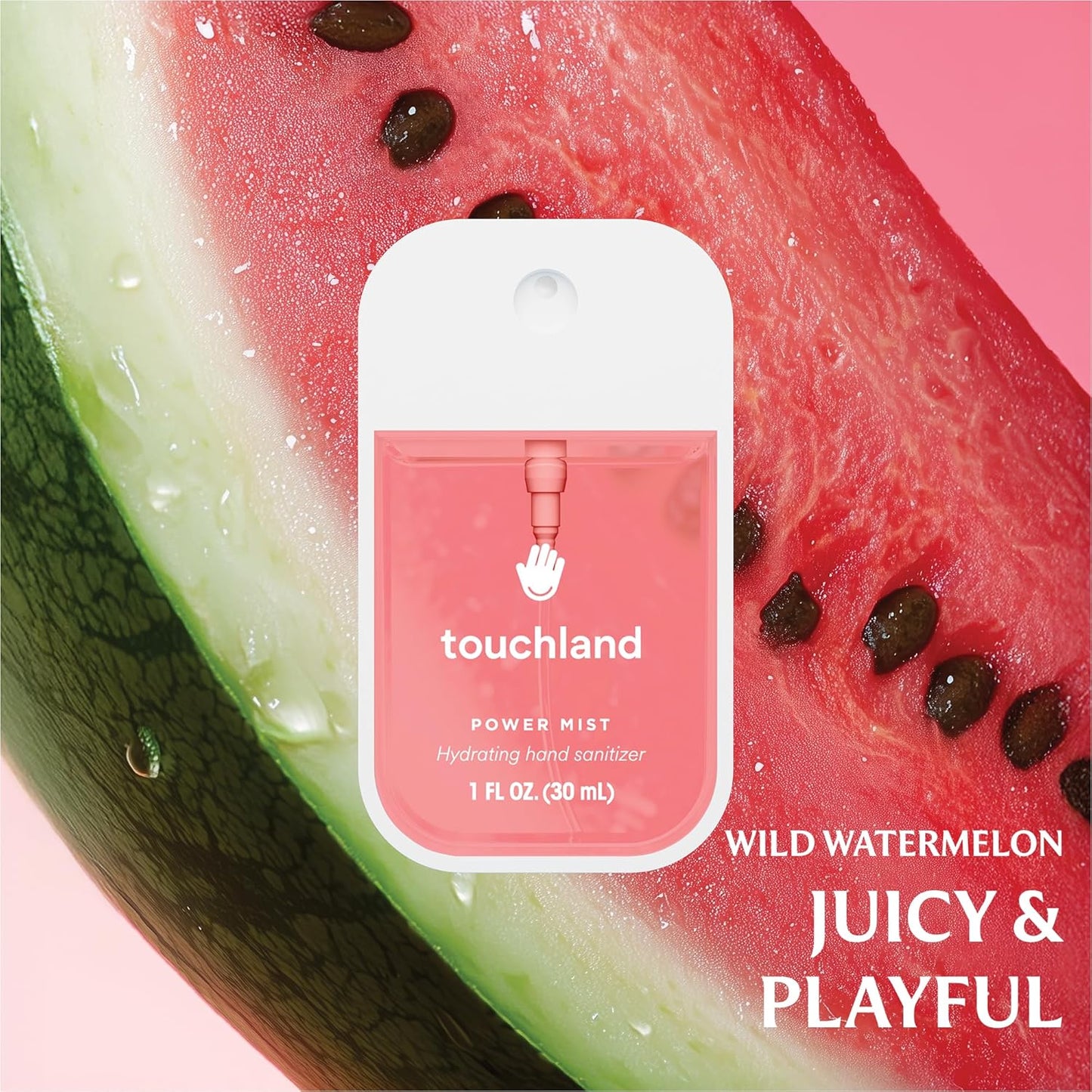 Touchland JUICY ESCAPE Body and Hand Mist Essentials (Lush Tropicale Body & Hair Fragrance Mist, 2 FL. OZ. + Wild Watermelon Hydrating Hand Sanitizer Spray 1FL.OZ.), Travel Size Set