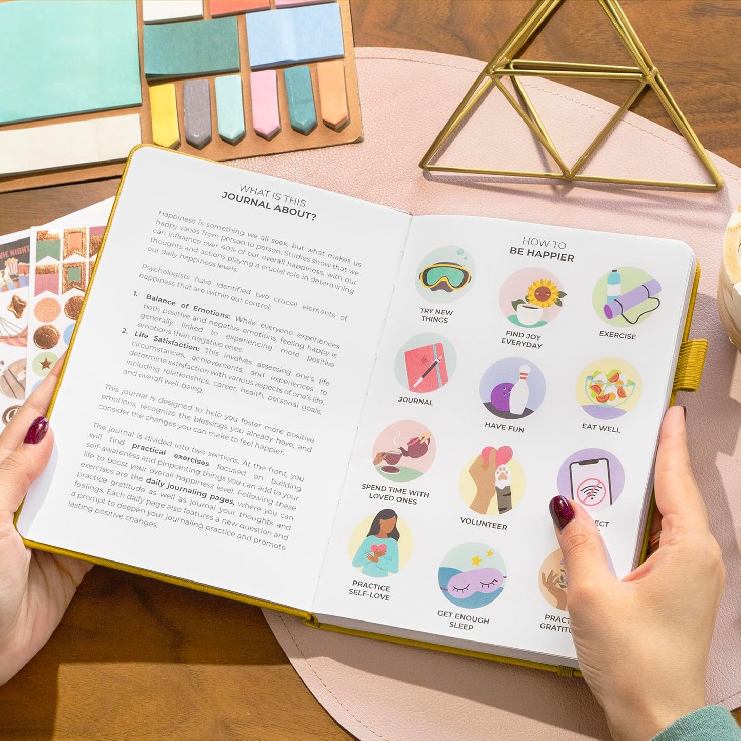 Clever Fox Happiness Notebook – Daily Positivity Journal for Women with Prompts & Positive Quotes – Affirmation & Self Esteem Gifts (Amber Yellow)