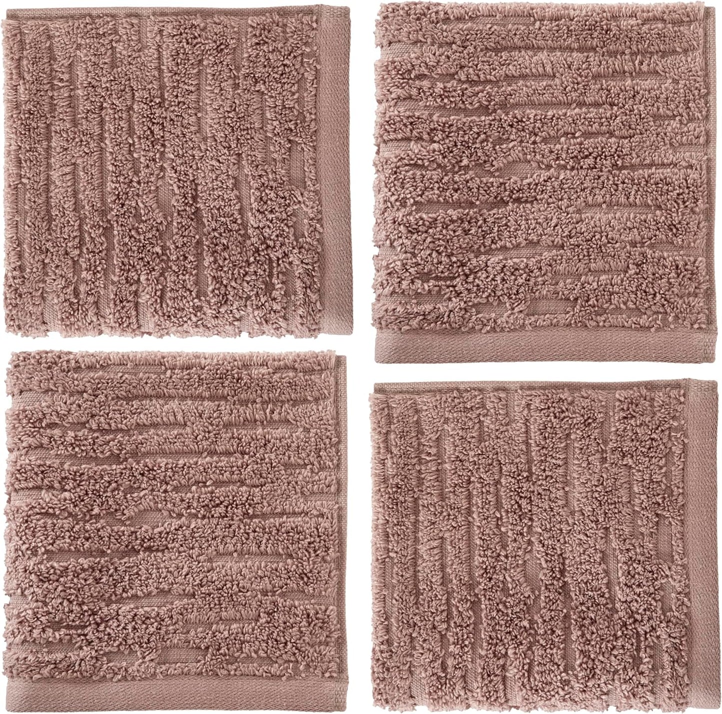 SKL Home CloudSoft Cotton Luxury 4-Piece Washcloth Set, Clay