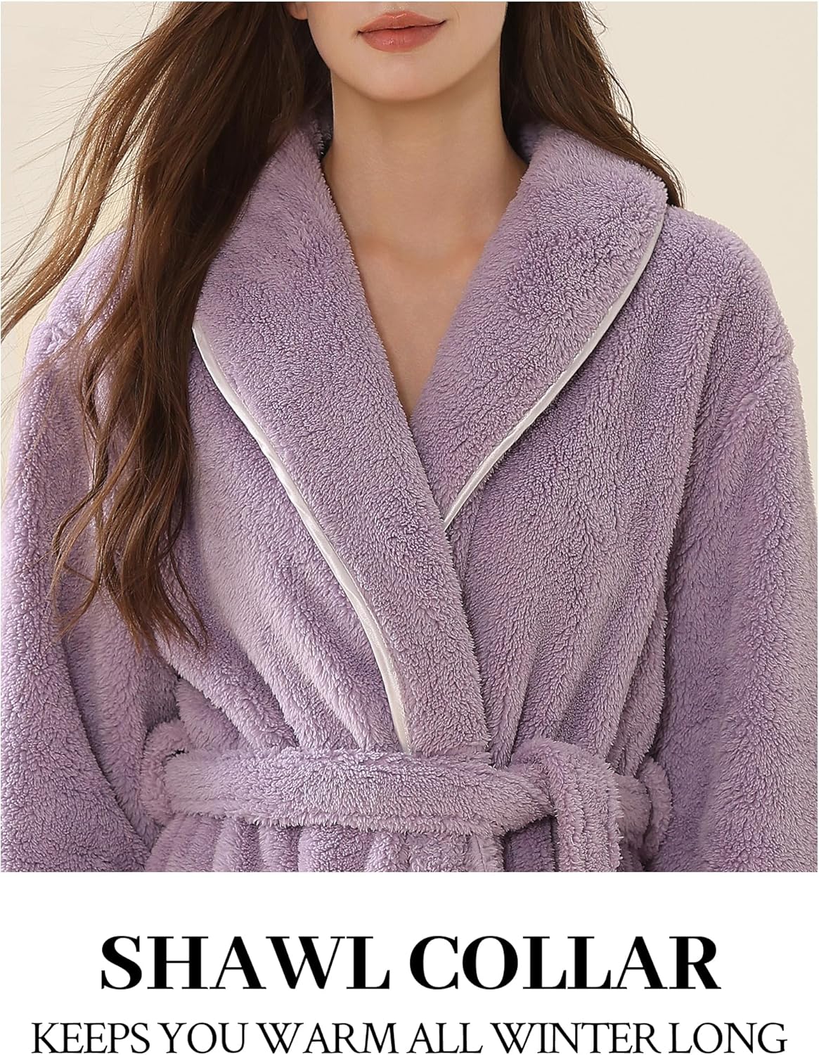 Hellomamma Long Bath Robe for Womens Plush Soft Fleece Bathrobes Nightgown Ladies Pajamas Sleepwear Housecoat