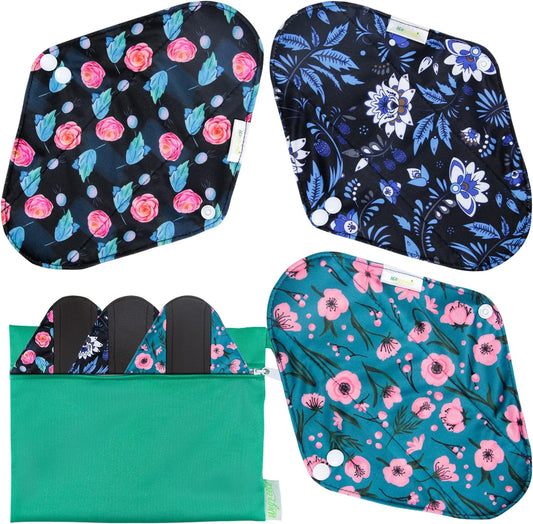 wegreeco Reusable Menstrual Pads - Reusable Sanitary Pads | Reusable Panty Liners | Soft Cloth Menstrual Pads - 6 Pack with 1 Cloth Mini Wet Bag (M, Rose)