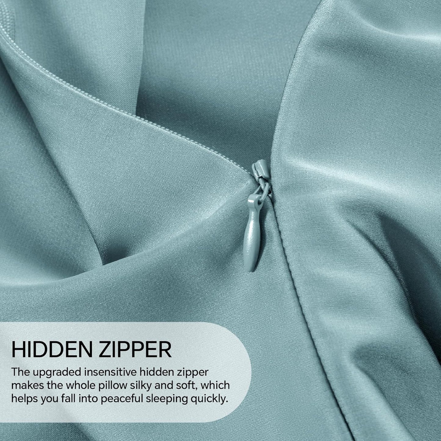 INFIIXSO Mulberry Silk Pillow Case King Size, Silk Pillowcase with Hidden Zipper 20"x36", Extraordinary Smooth and Soft Pillow Cases for Hair and Skin(Haze Blue, 1 Pack)