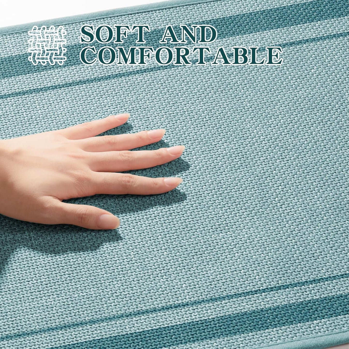 chakme Bathroom Rugs Mat 32x17, Ultra Thin Non Slip Bath Mat Quick Dry Absorbent Bath Mat for Bathroom Floor, (Light Blue, 32"x17")