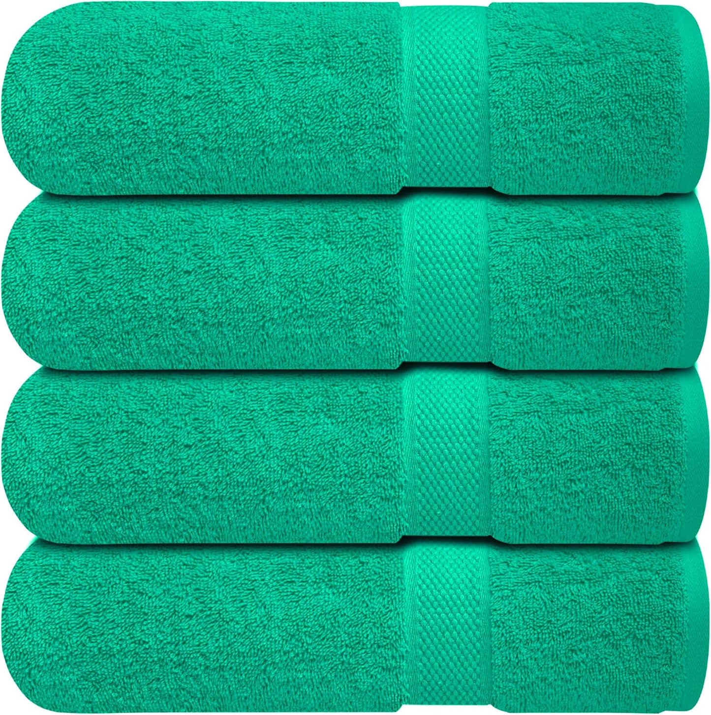 Infinitee Xclusives Luxury 100% Ring-Spun Cotton Bath Towels Set of 4 (27x54 inches) – Soft, Absorbent & Quick-Drying Towels for Bathroom, Gym, Spa & Hotel Use (Vivid Green, Bath Towels)