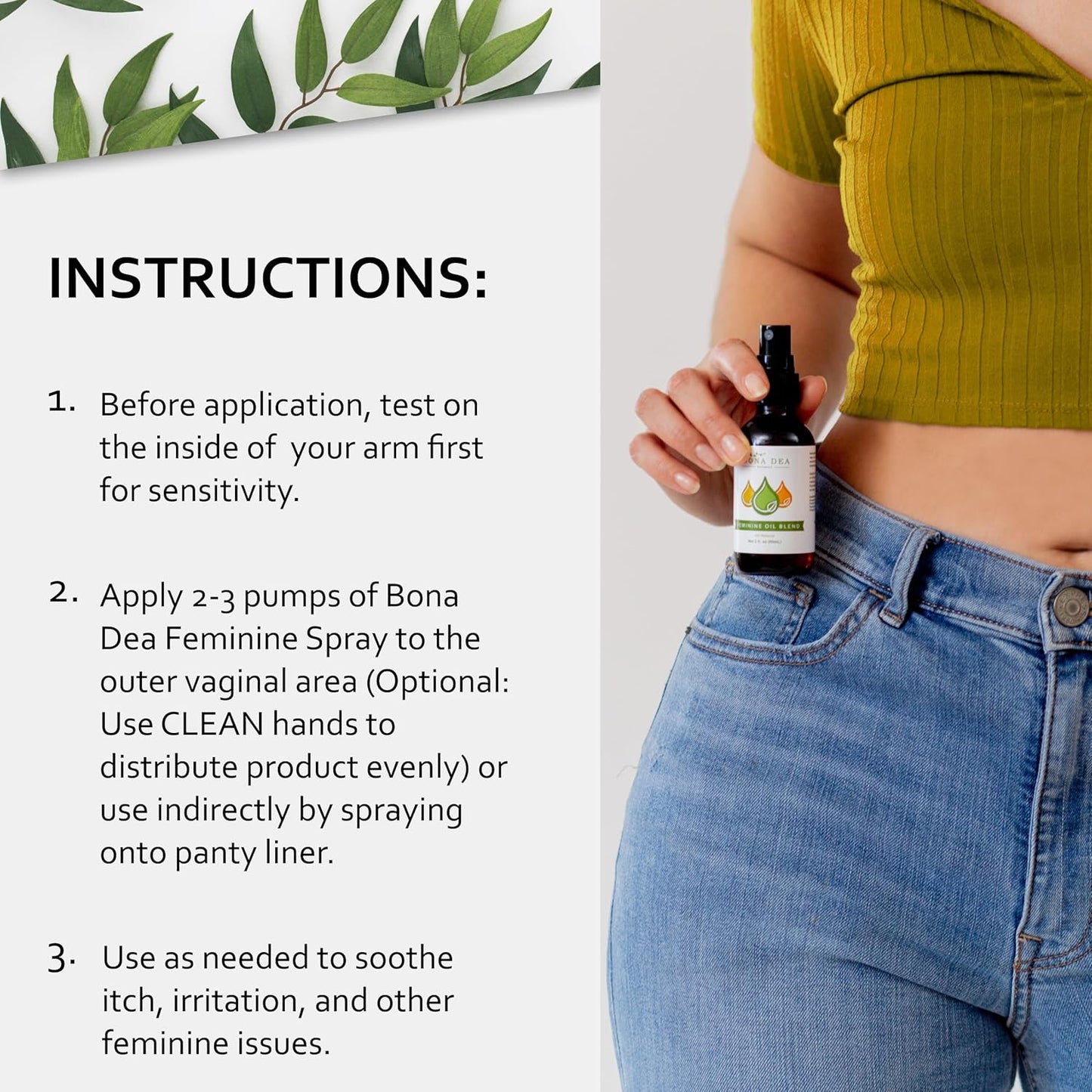 Bona Dea Naturals’ “The Original” All Natural Feminine Deodorant Spray | Intimate Yoni Oil Relief for Vaginal Itch, Odor, & Dryness | 2 oz Spray