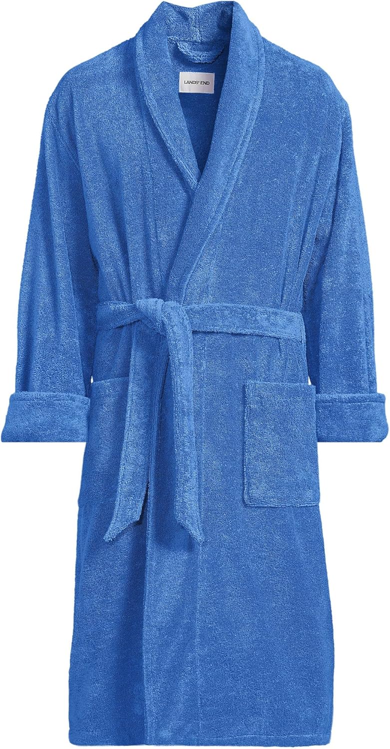 Lands' End Men's Calf Length Turkish Cotton Terry Bathrobe