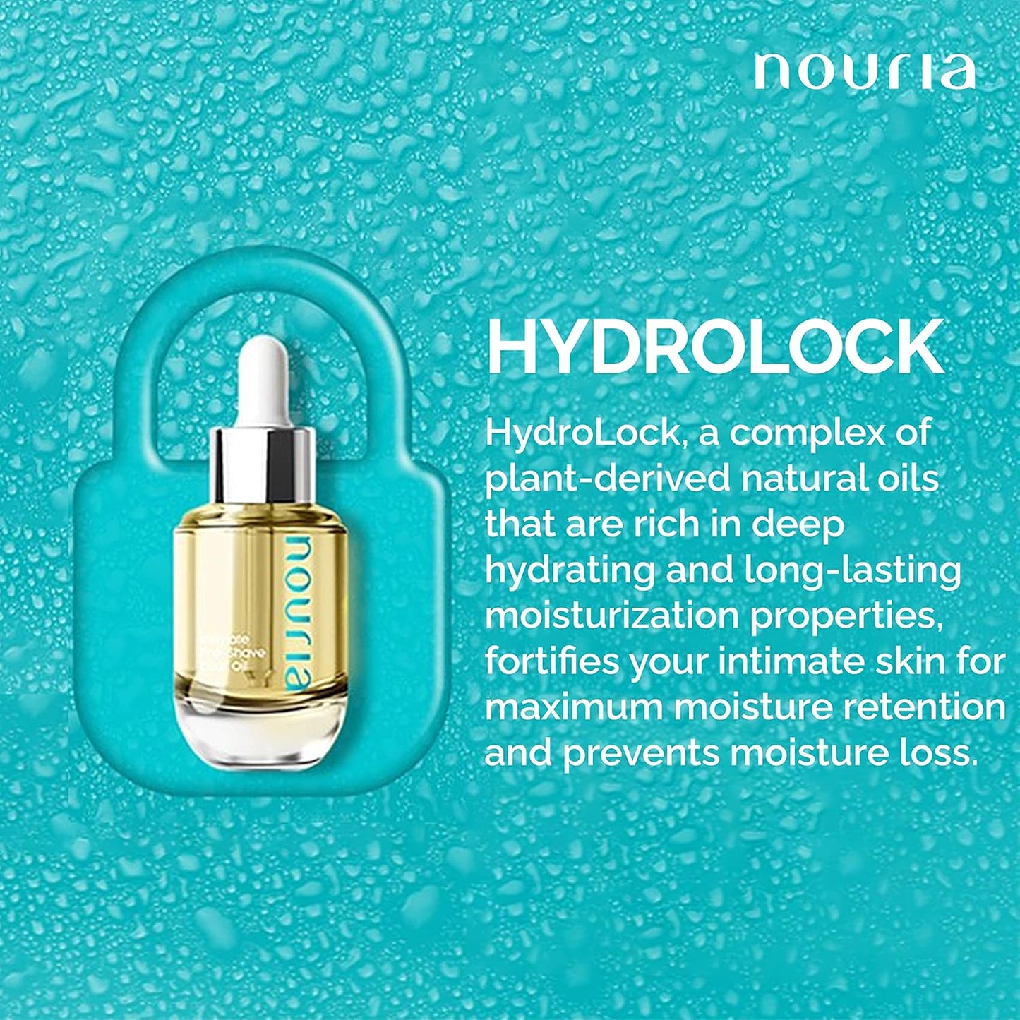 IntiMD Nouria Intimate Pre-Shave Elixir Oil, HydroLock moisturizer conditioner nourishing formula helps with Ingrown Hair, Itch, Razor Bump, Razor Burns for Bikini Area, Legs, Underarm