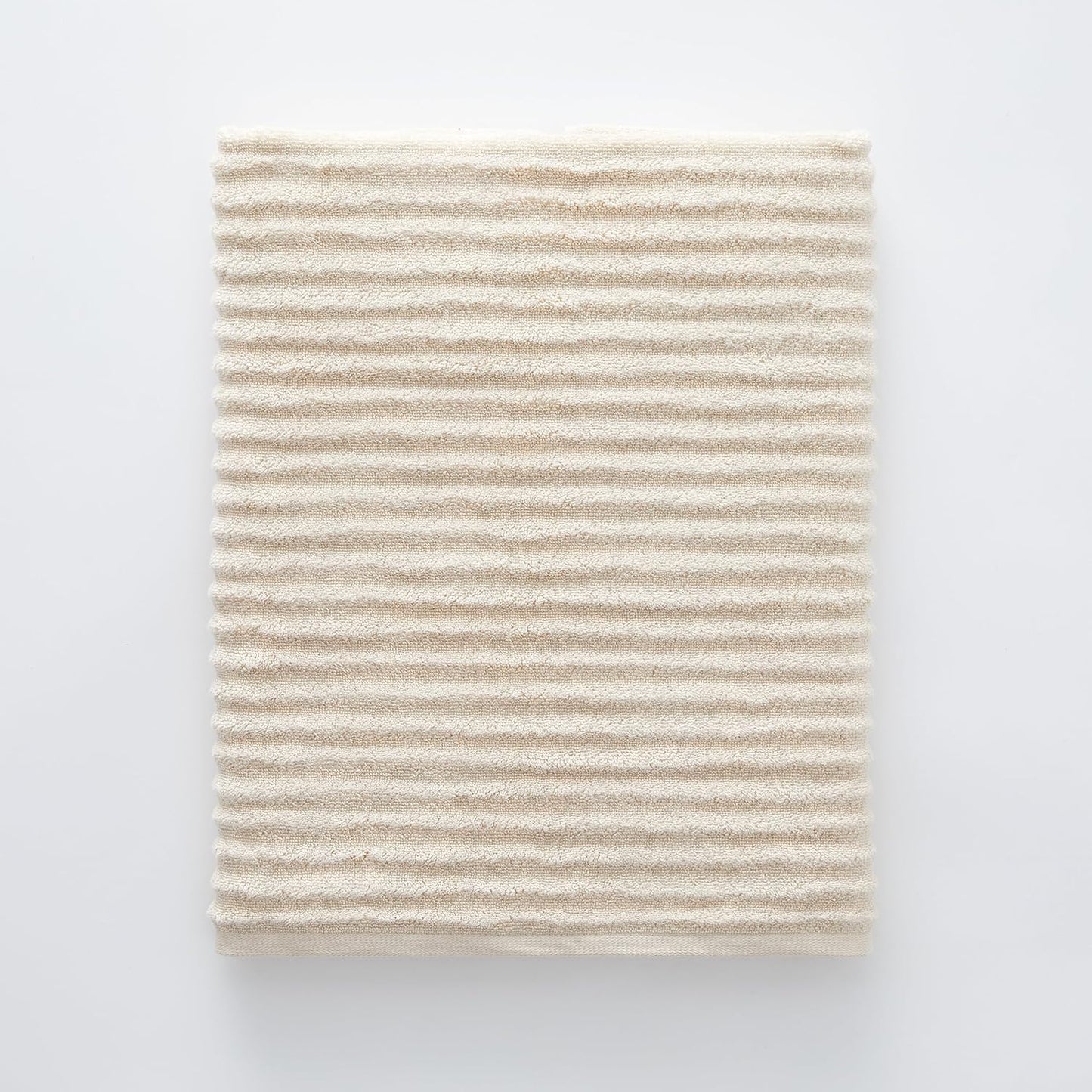 Blue Loom Ribbed Bath Sheet & Towel, 100% Cotton 600 GSM, Soft Absorbent Durable Quick Drying Bath Sheet & Bath Towel Set for Bathroom - Mason Set of 2 Ivory Beige (65" x 45" & 58" x 30")