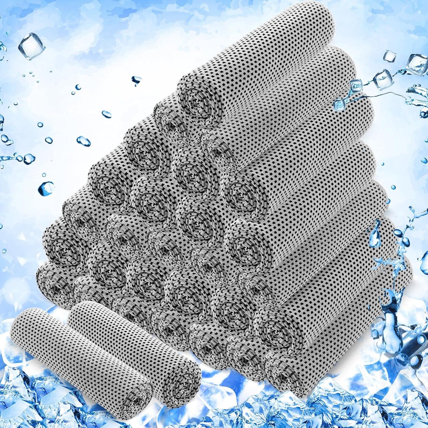 Hosuly 30 Pack Cooling Towels, 40"x12" Ice Breathable Soft Chilly Sweat Rag Microfiber Workout Rags for Gym Cooling Towels for Neck and Face for Yoga Golf Sport Running
