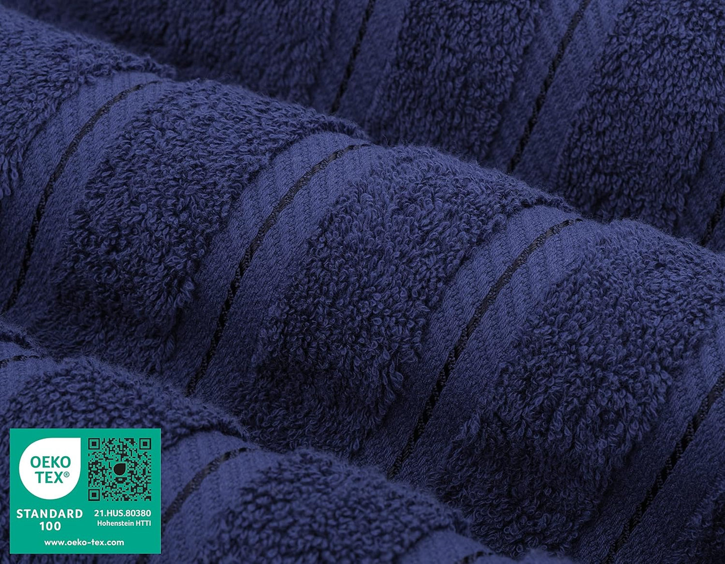 American Soft Linen Luxury 6 Piece Towel Set, 2 Bath Towels 2 Hand Towel 2 Washcloths, 600 GSM 100% Cotton Turkish Towels for Bathroom, Navy Blue Towel Sets