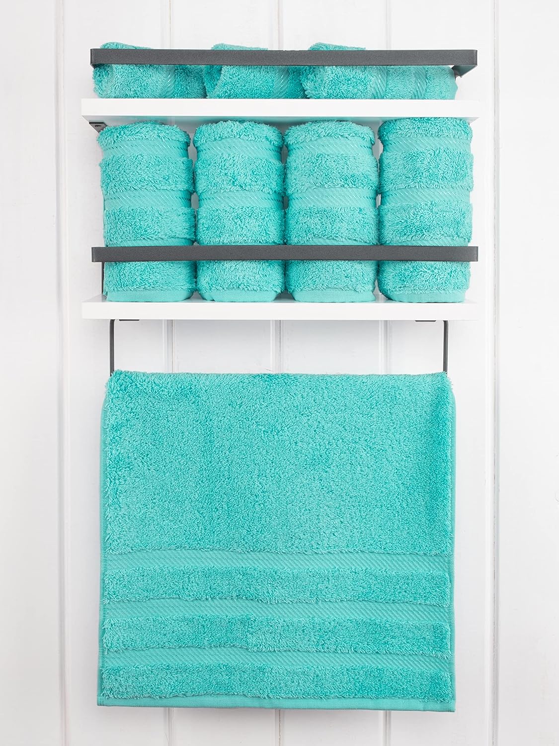 American Soft Linen Luxury Hand Towels for Bathroom, 600 GSM 100% Cotton Turkish 4 Piece Hand Towel Set, 600 GSM Hand Face Towels for Kitchen, Turquoise Blue Hand Towels