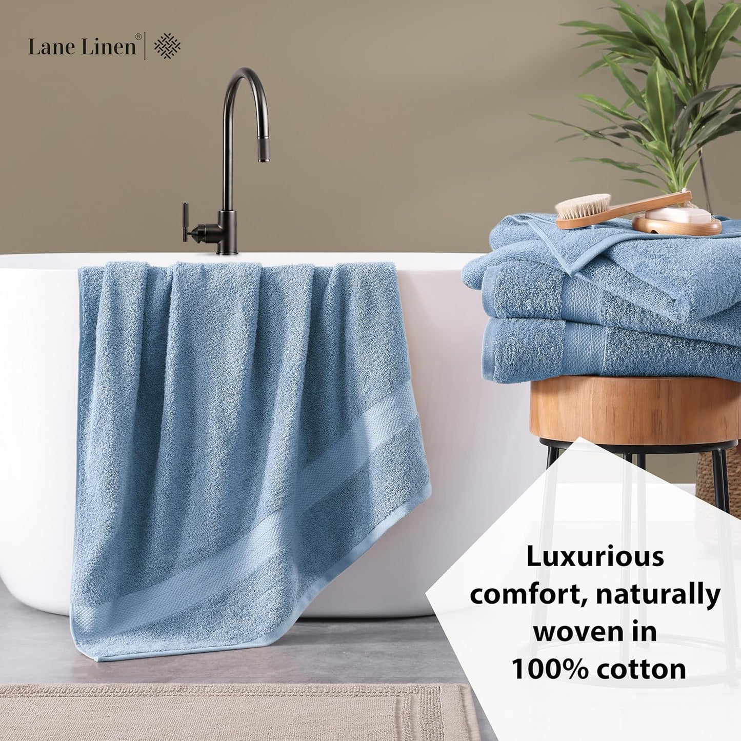 LANE LINEN 100% Cotton 4 Pack Bath Sheets (35"x66") - Ring Spun Cotton Extra Large Bathroom Towels - Quick Dry, Soft & Absorbent Oversized Bath Towels - Machine Wash in Cold Water - Cerulean Blue