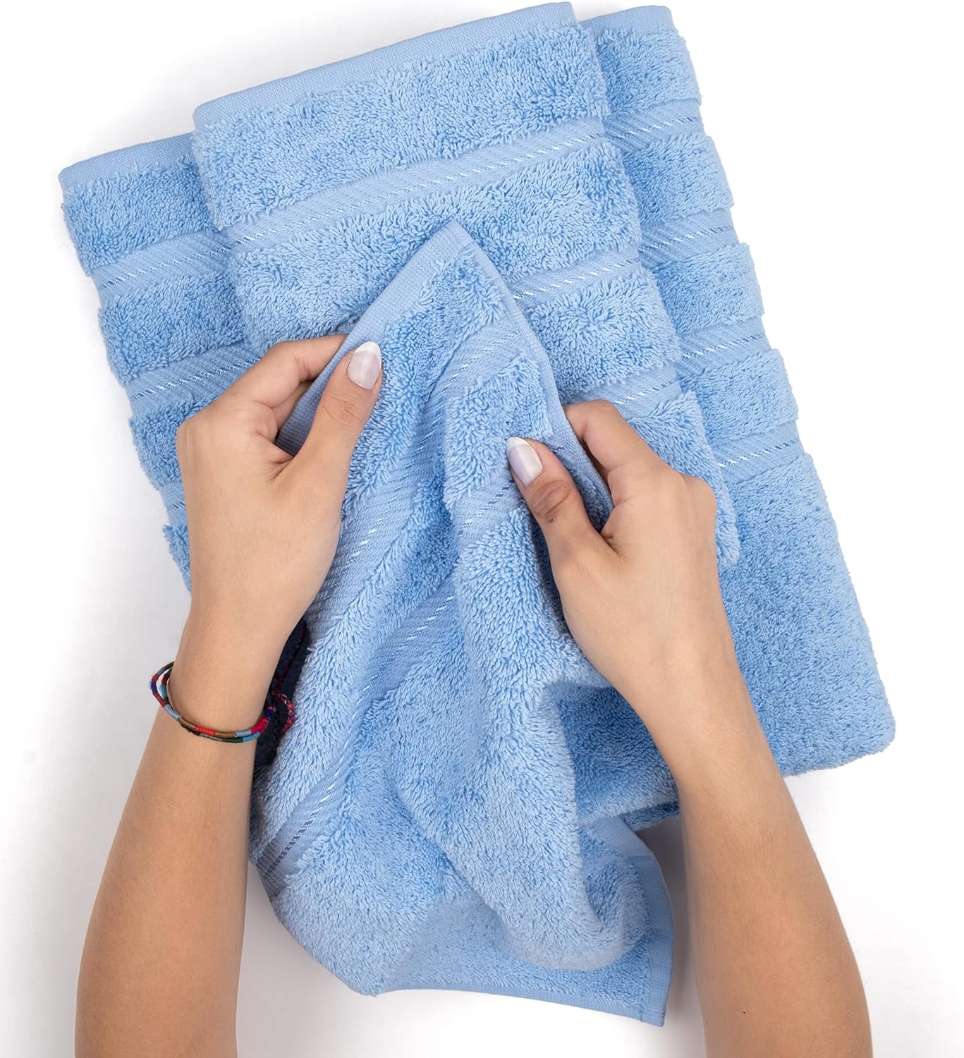 American Soft Linen Premium 3 Piece Towel Set, 1 Bath Towel 1 Hand Towel 1 Washcloth, 600 GSM 100% Cotton Turkish Towels for Bathroom, Sky Blue Towel Set