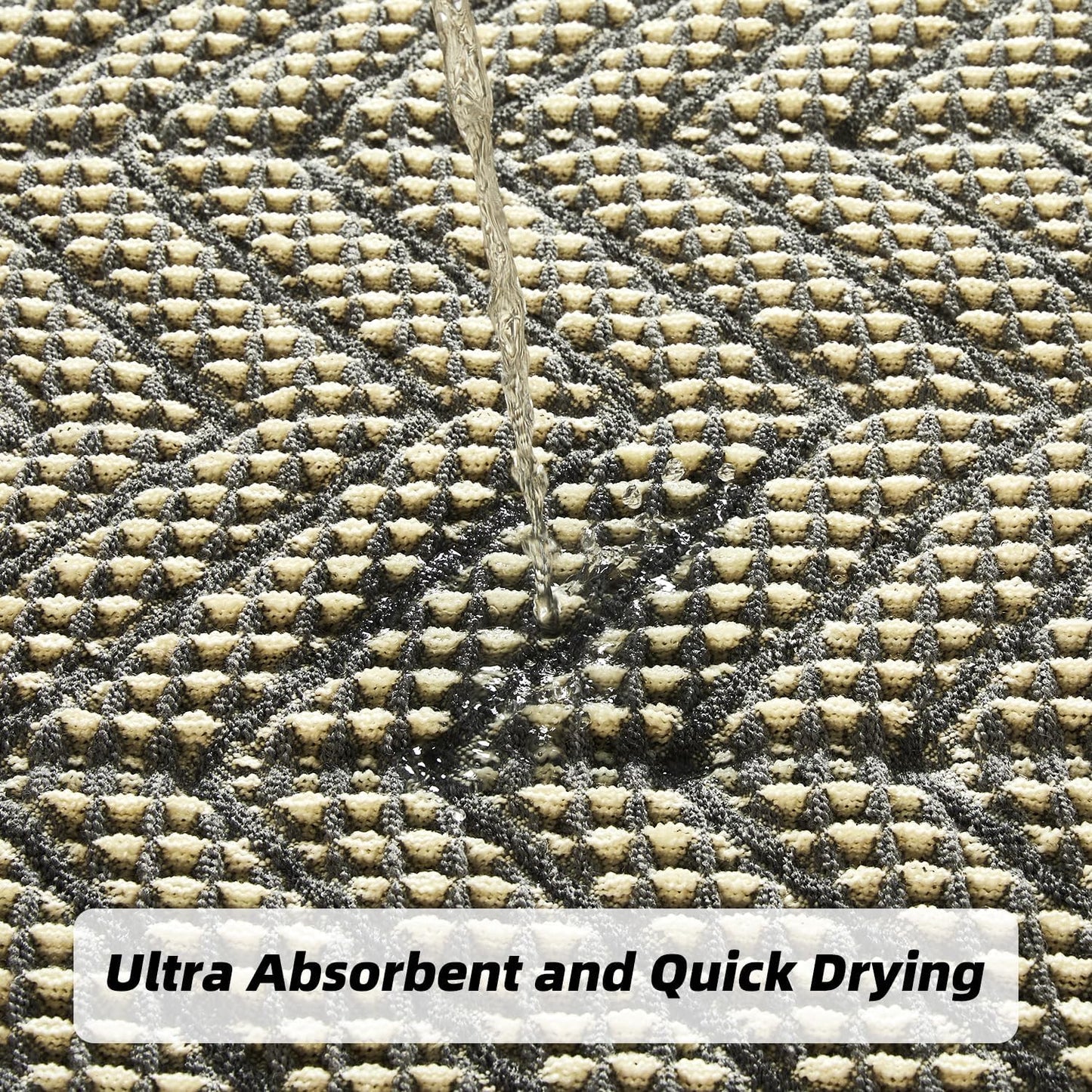 Bath Mats for Bathroom Non Slip,Waffle Luxury Bath Mat,Machine Washable Bath Mat for Shower,Ultra Soft Bathmat,Bluish Grey & Yellow,17"*24"