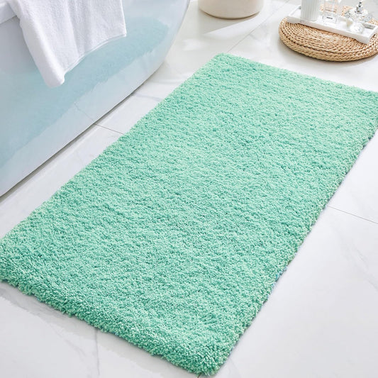 ILANGO Spa Blue Bathroom Rugs 60" × 24" Non Slip & Super Absorbent Thick Soft, Washable Bath Carpet Runner for Floor, Microfiber Plush Shaggy Bath Mats with Rubber for Bedroom Bathtub Shower Room