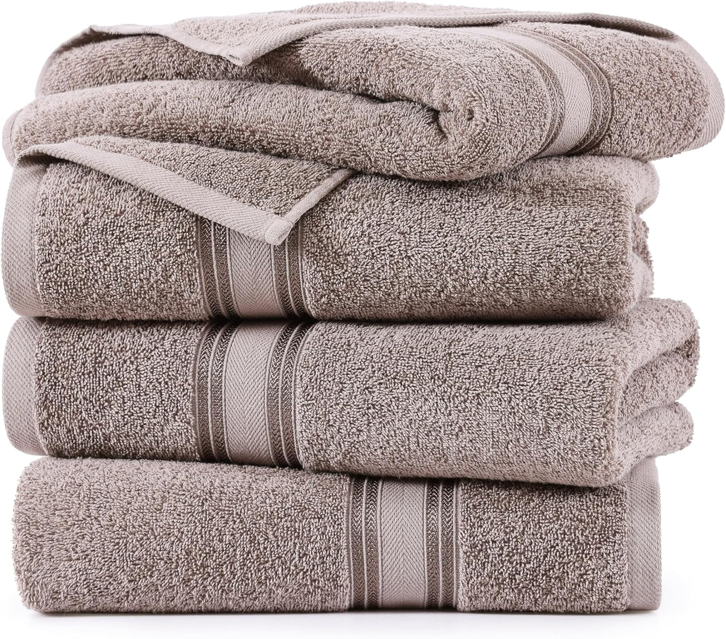 LANE LINEN Large Bath Towels - 100% Cotton Bath Sheets Extra Large, Oversized Bath Towels for Adults, Zero Twist, Quick Dry Bath Sheet Set, Body Towels, 4 Piece Bath Towel Sets for Bathroom- Platinum