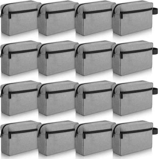 Paterr 16 Pcs Travel Toiletry Bag for Women Men Large Water Resistant Shaving Bag Hanging Cosmetic Bag with Handle and Divider Storage Travel Pouch Case (Gray)