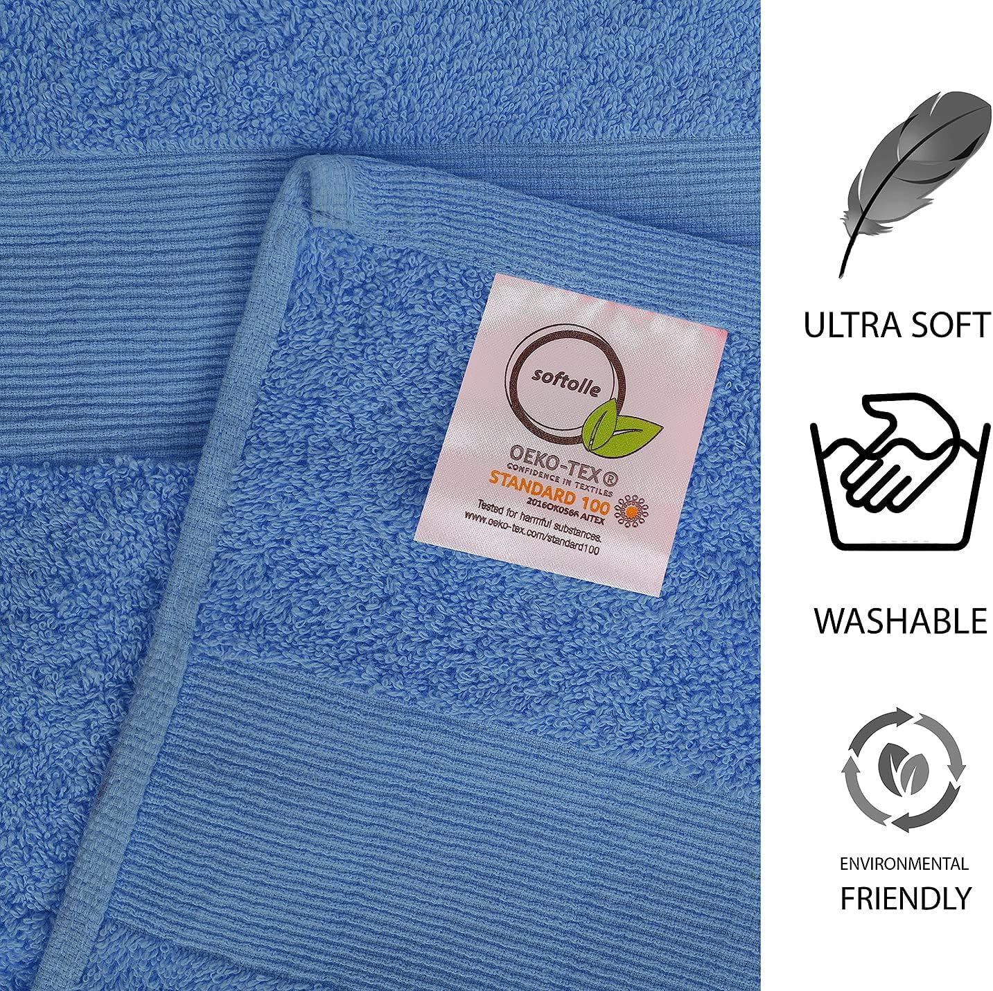 100% Cotton Luxury Bath Sheets - Pack of 2 (35" x 70") | Super Soft, Quick-Dry & Highly Absorbent Towels for Bathroom, Home, Spa & Gym (Sky Blue)