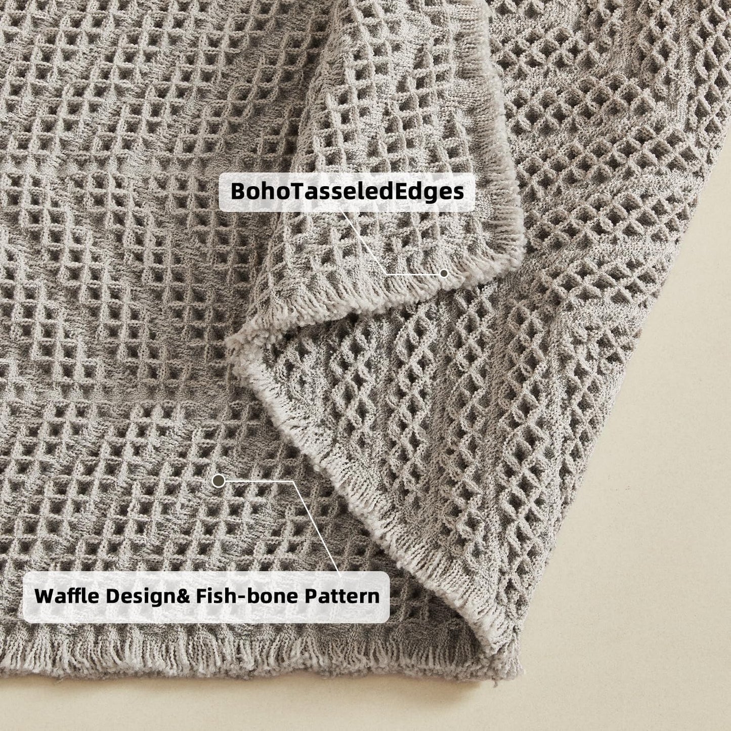 Boho Bath Mat BathDecor Rugs,Upgraded Waffle Bath Mat,Super Absorbent Non Slip Bath Carpet,Machine Washable Bath Rugs, Quick Dry Shower Mats, Ultra Soft,Gray,24" x 36"