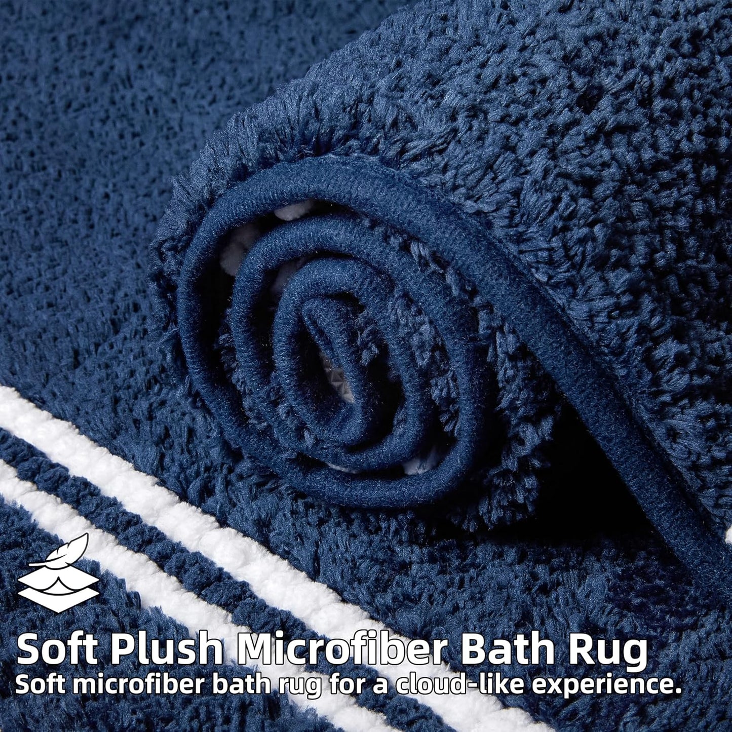 Bathroom Rugs 17x24 Extra Soft Absorbent Bath Mat Chenille Non Slip Shower Mat Rubber Backing Machine Washable Bath Mats for Bathroom Shaggy Blue Bath Rugs for Tub, Hallway