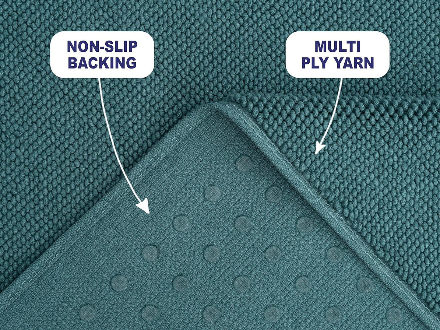 American Soft Linen Bath Rug, 20 in 34 in 100% Cotton Bath Mats Rugs for Bathroom, Slip Reducer Washable Shaggy Form Area Rugs, Colonial Blue Bath Rug