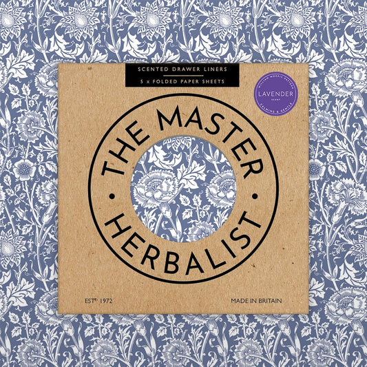 Lavender Scented Drawer Liners in a Blue William Morris Design | Pack of 5 Folded Sheets | Contains Lavender Essential Oils | Made in The UK.