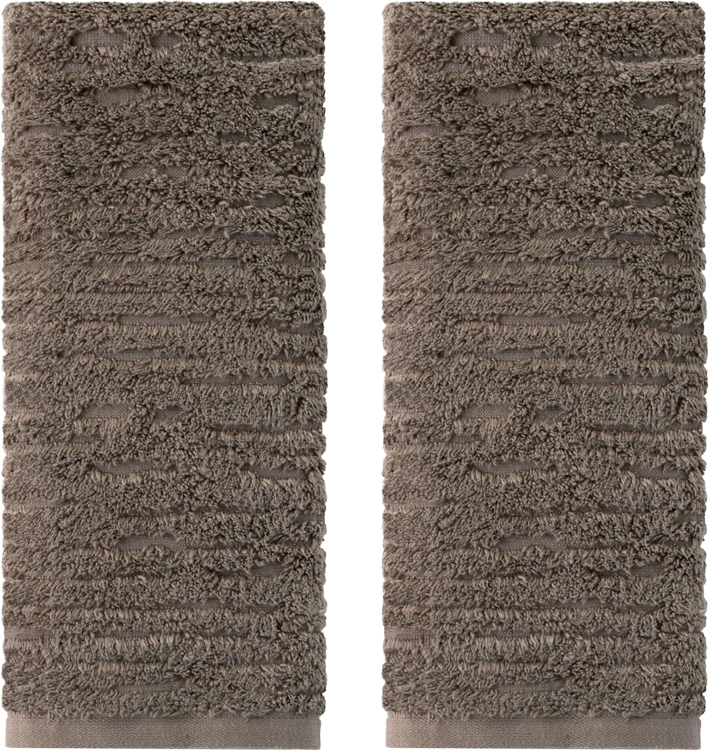 SKL Home CloudSoft Cotton Luxury Hand Towel 2pc Set for Bath/Kitchen/Bar & Gift, Mink Brown