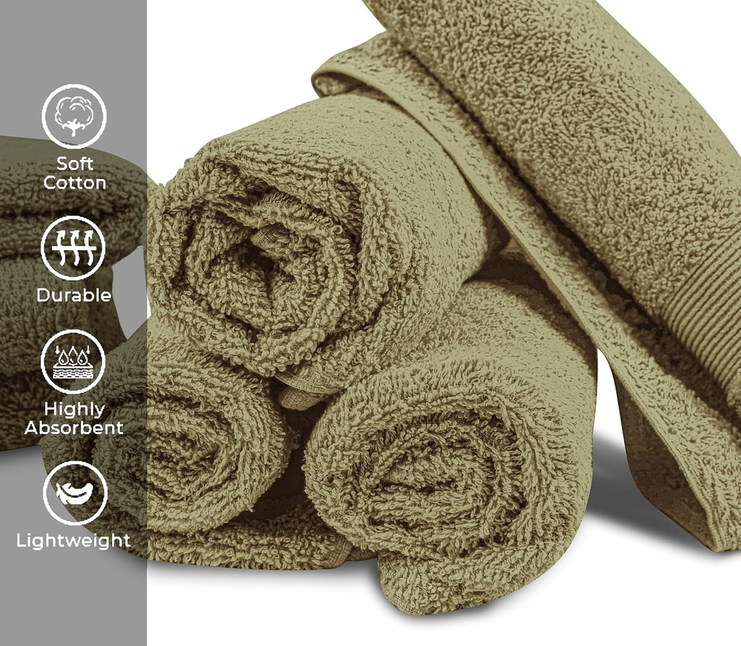 Premium Hand Towels Pack of 6 (16" x 30”) 100% Combed Ring Spun Cotton | Highly Absorbent Hand Towels Set | Ultra Soft for Home, Gym & Spa (Sage Green)