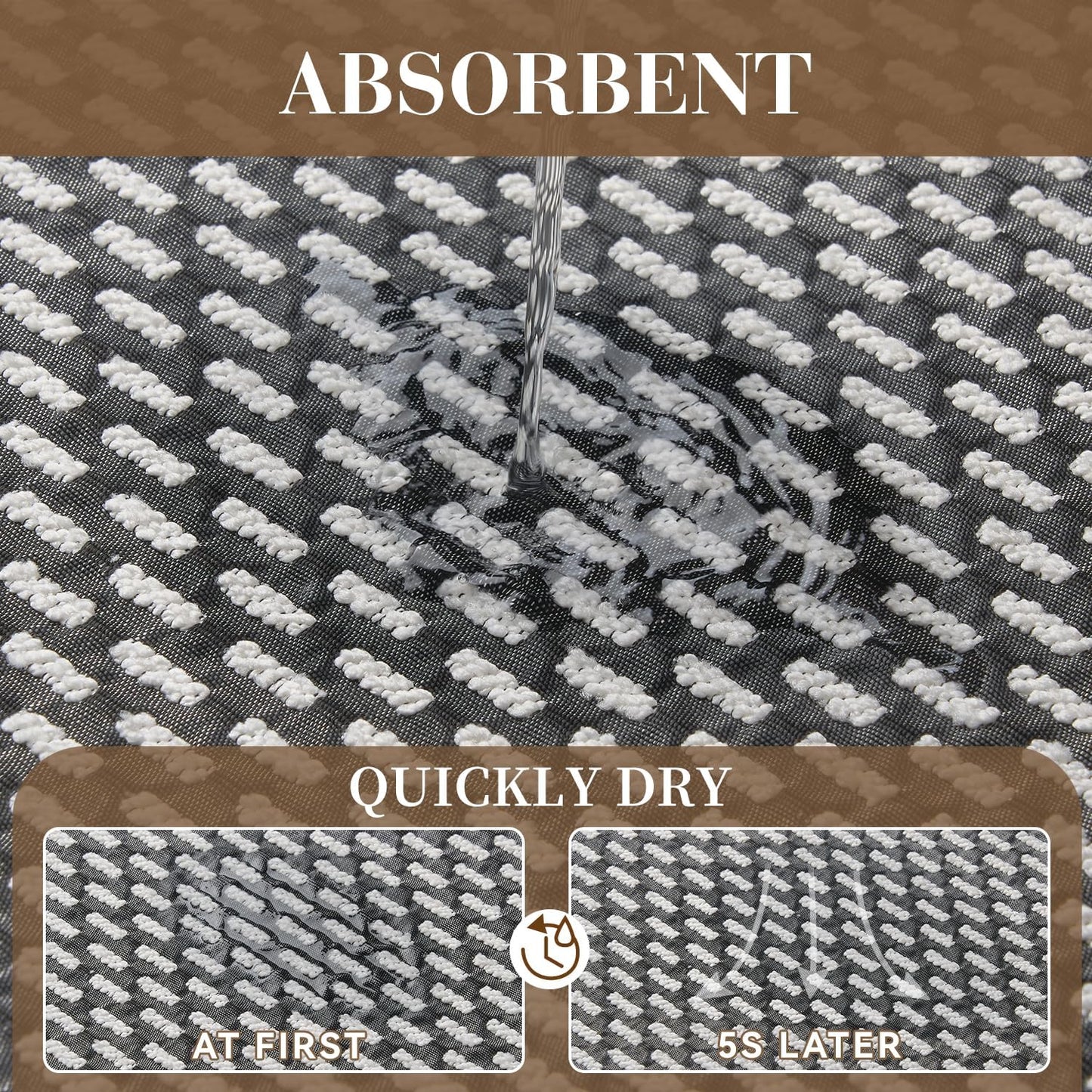 RESARE Non Slip Bath Mat - Machine Washable Bathroom Rug, Super Absorbent Quick Dry Bath Mat, Bath Rug Ultra Soft Rug for Bathroom Floor, 17"x24" Dark Grey