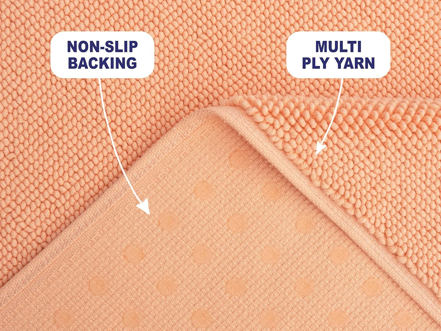 American Soft Linen Bath Rug, 17 in 24 in 100% Cotton Bath Mats Rugs for Bathroom, Slip Reducer Washable Shaggy Form Area Rugs, Malibu Bath Rug